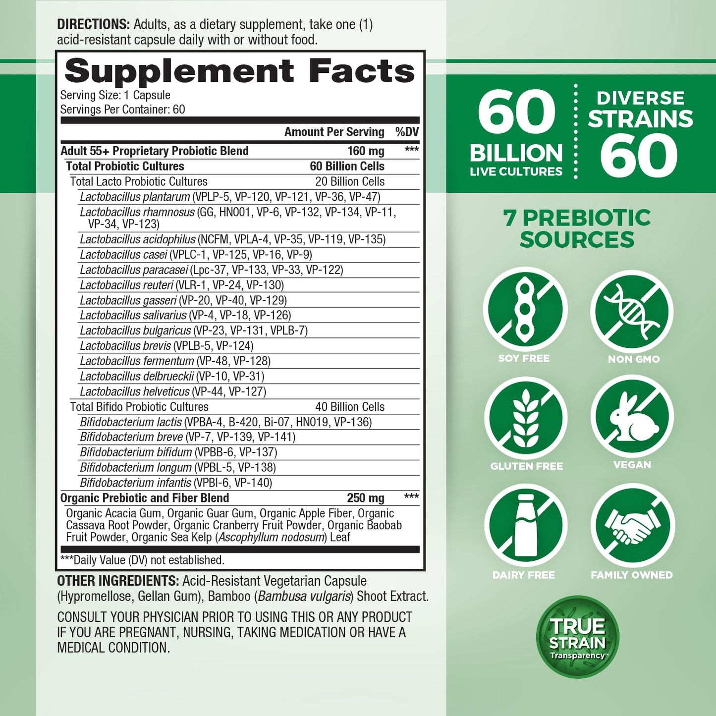 Vital Planet Vital Flora Adults Over 55 Daily Probiotic, 60 Capsules
