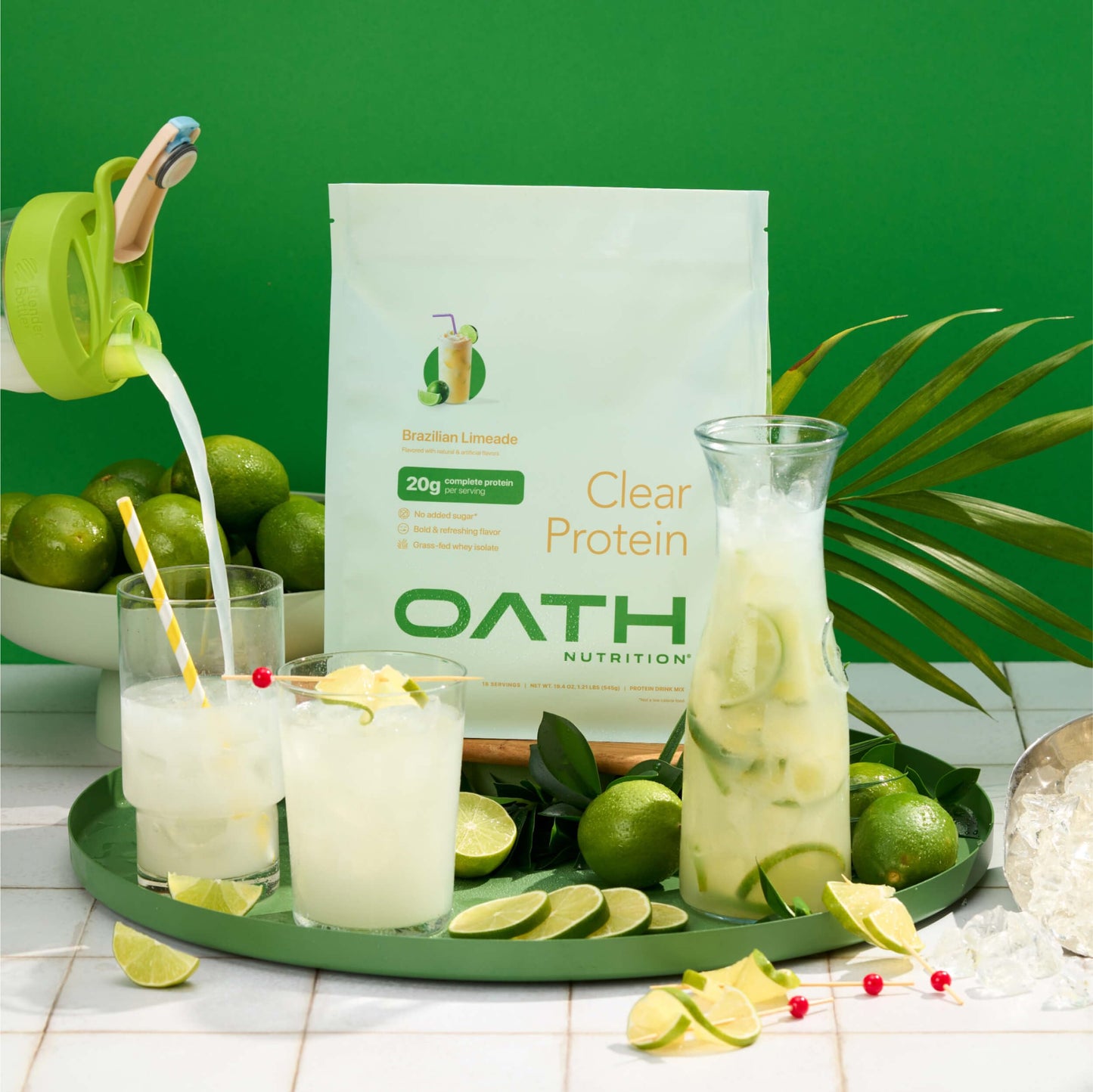 Oath Nutrition Clear Whey Isolate Protein Powder, Brazilian Limeade, 20g Protein per Serving, No Added Sugar, Grass-Fed, 18 Servings