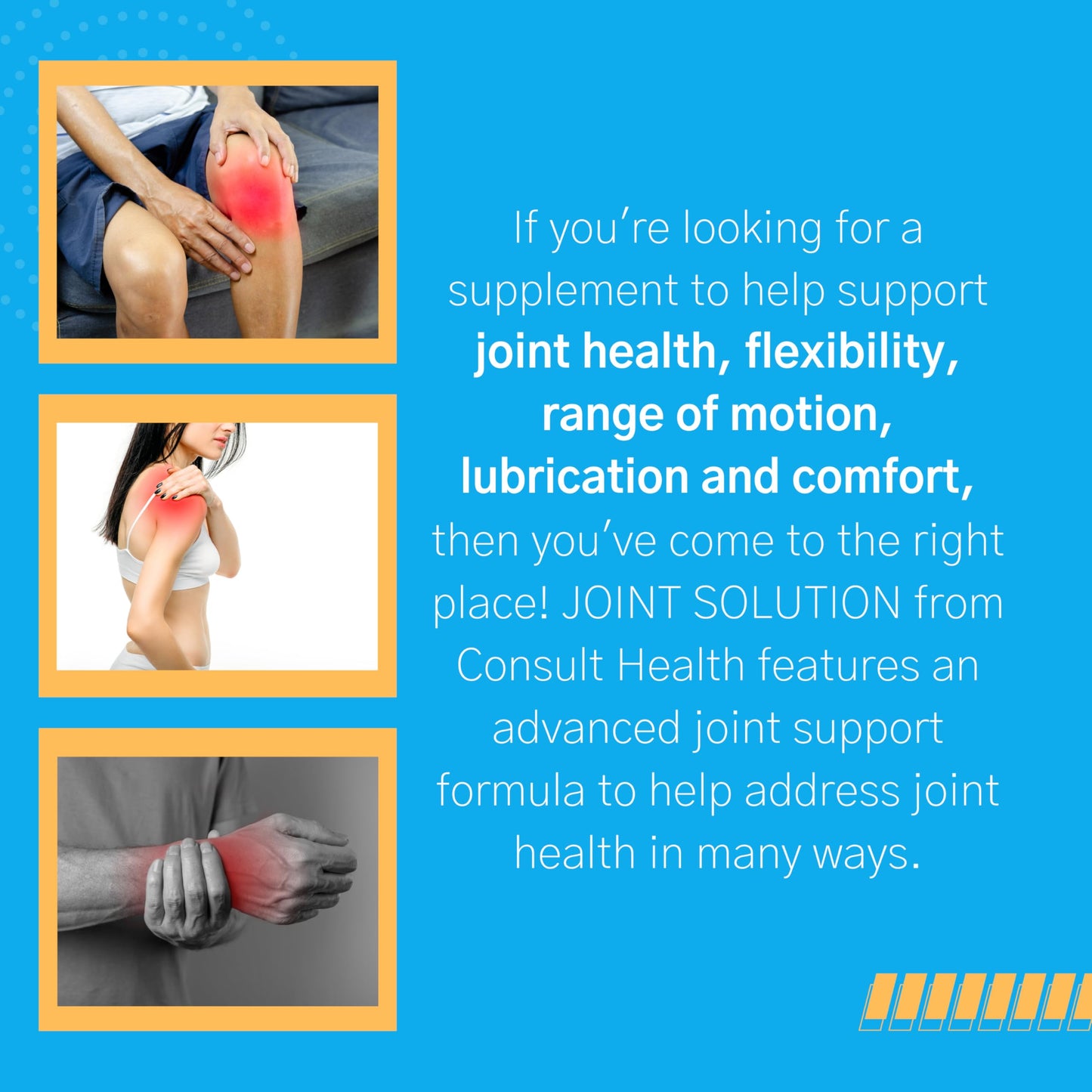 Consult Health Joint Solution Advanced Anti-Aging Total Joint Health Dietary Supplement with UC Type 2 Collagen, Hyaluronic Acid, Curcumin for Maximum Flexibility and Reducing Discomfort Capsules, 30 Count