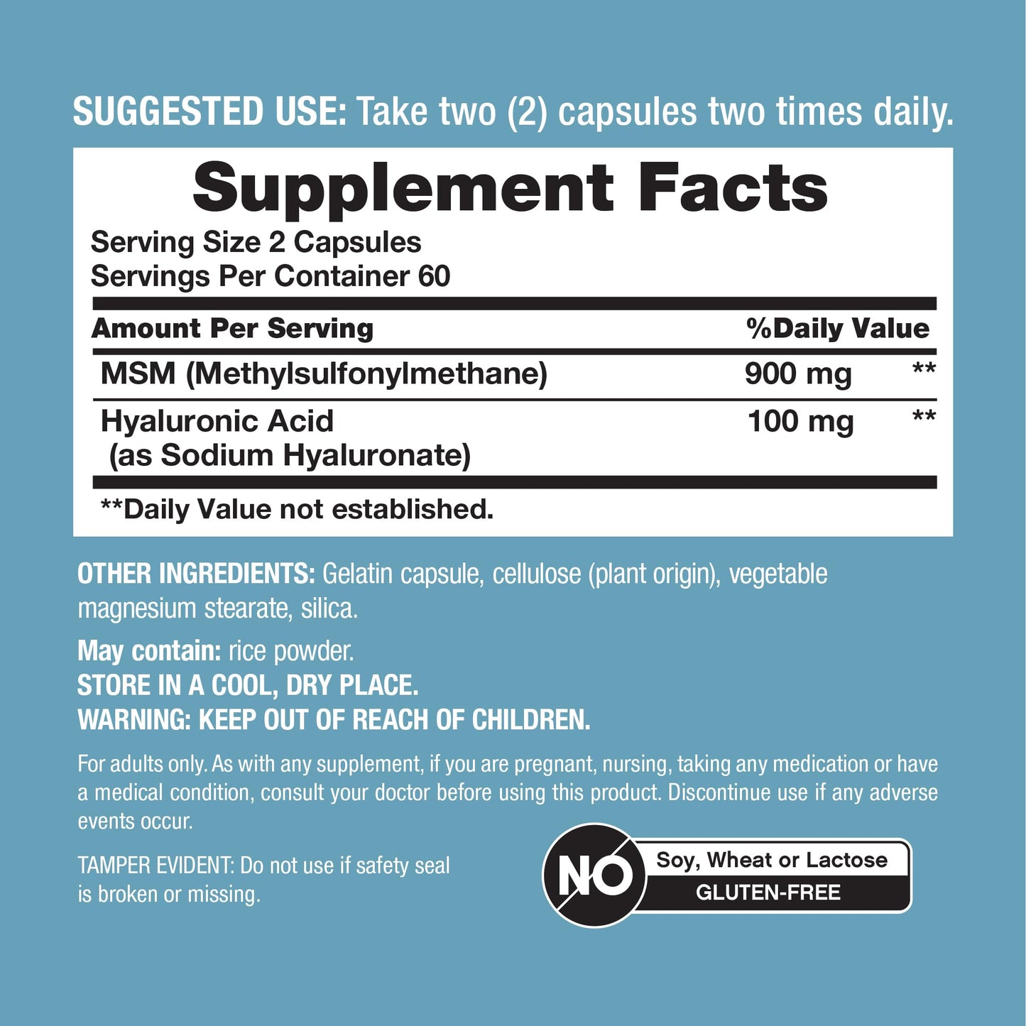 NeoCell Hyaluronic Acid with MSM 1000mg, 120 Capsules