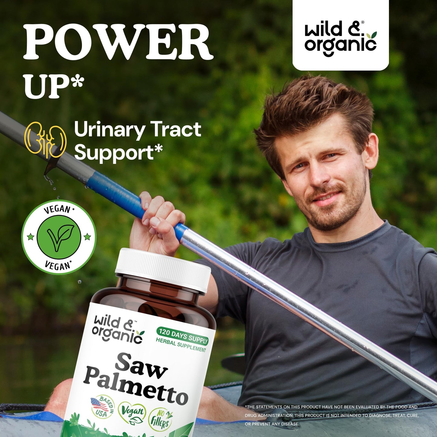 Wild & Organic Saw Palmetto Capsules 500 mg, 120 Count