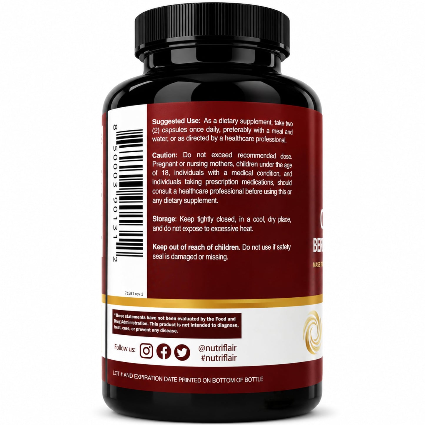 NutriFlair Ceylon Cinnamon Berberine Chromium 1200mg Capsule, 120 Capsules