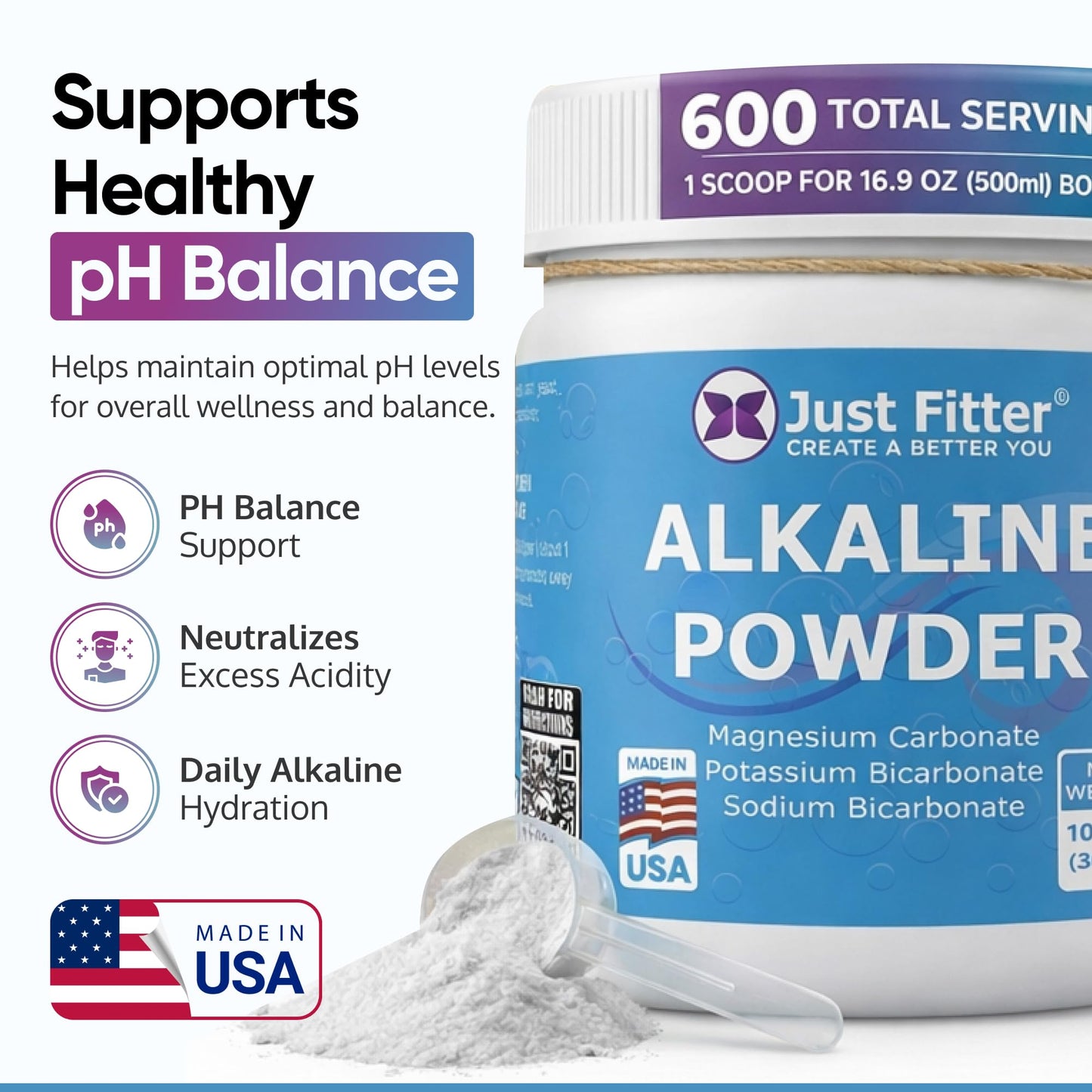 Just Fitter Sodium Bicarbonate Powder 10.6 Ounce