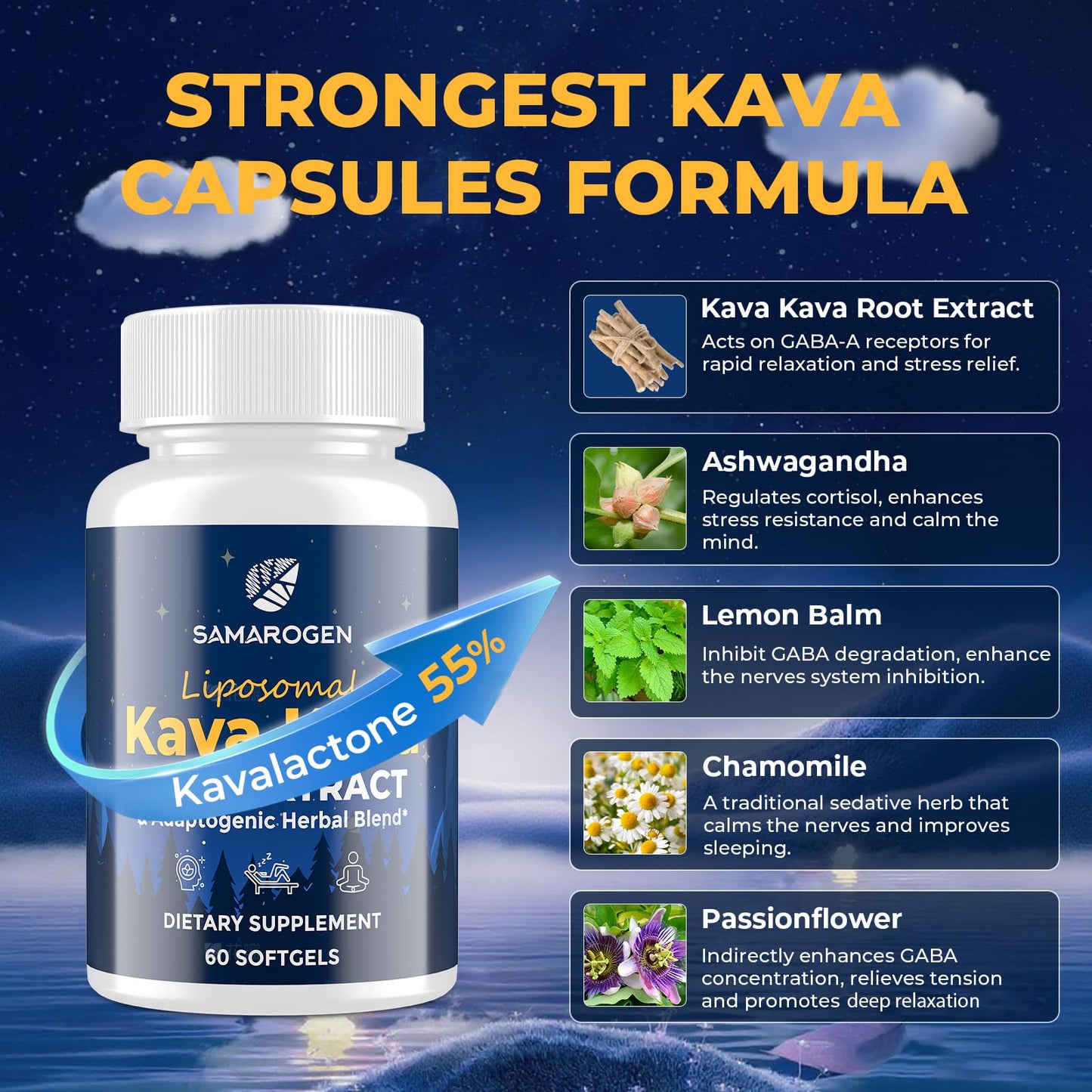 Samarogen Kava Kava Root Extract Softgels 60 Count