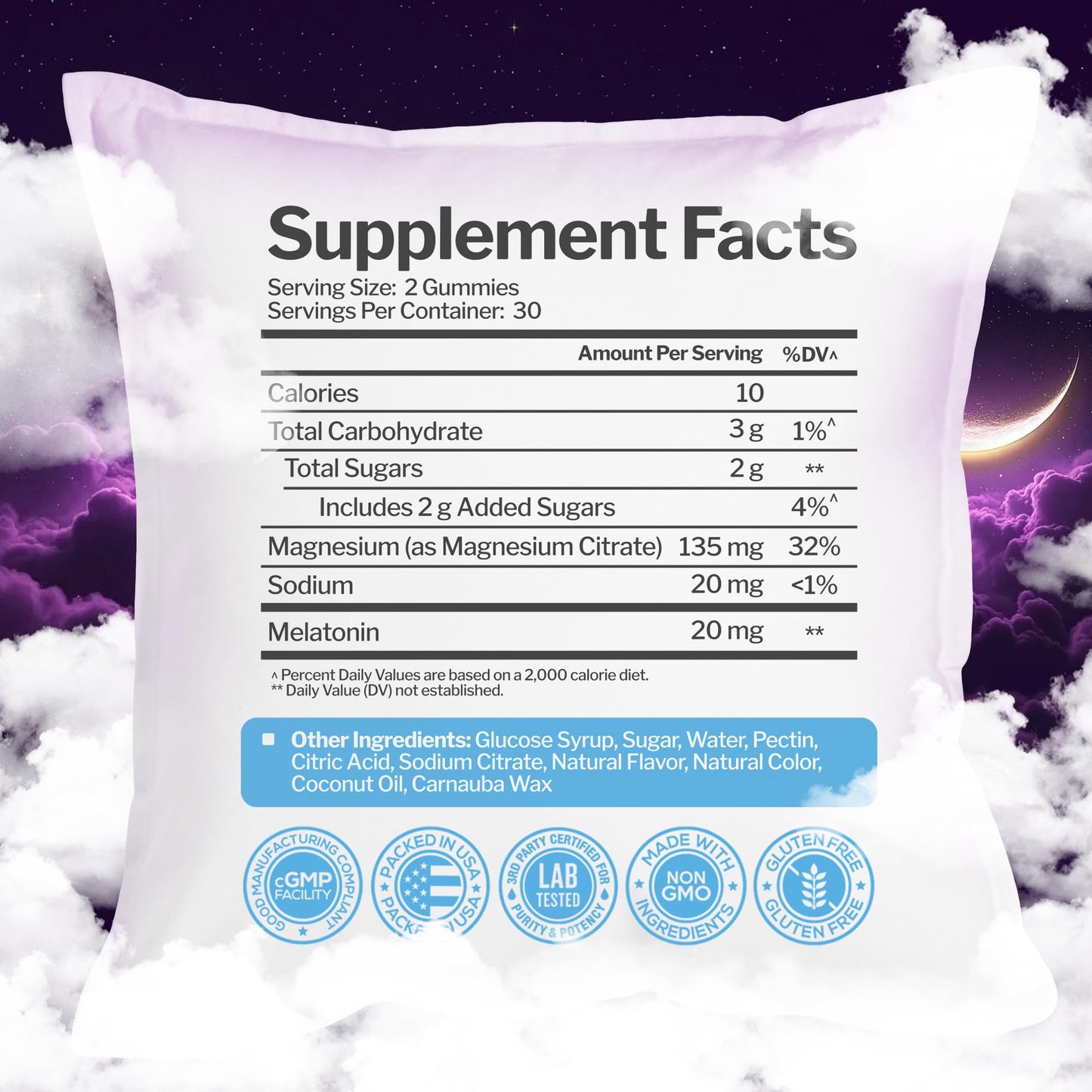 Just Nutrients Melatonin Gummies with Magnesium Citrate, 60 Gummies