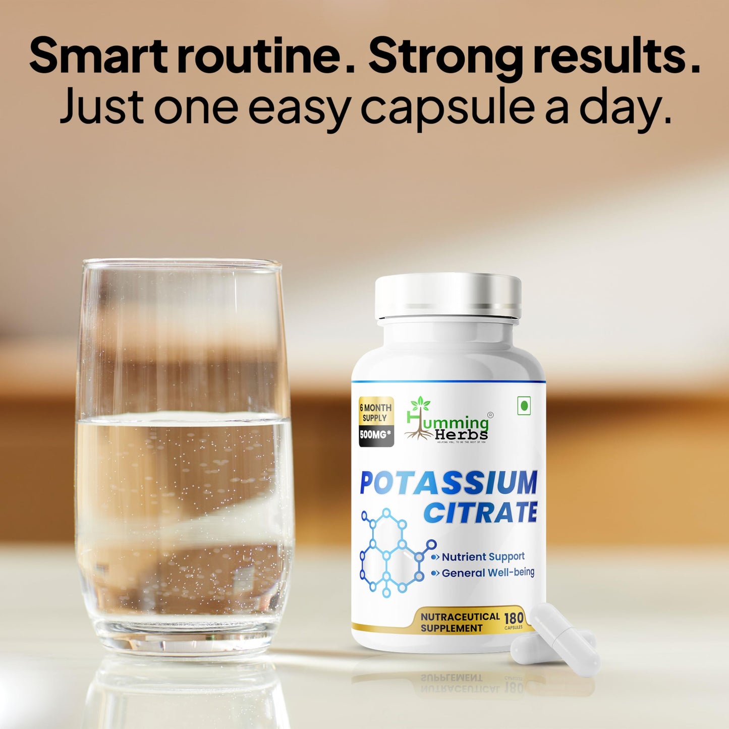 Humming Herbs Potassium Citrate 500mg, 180 Capsules