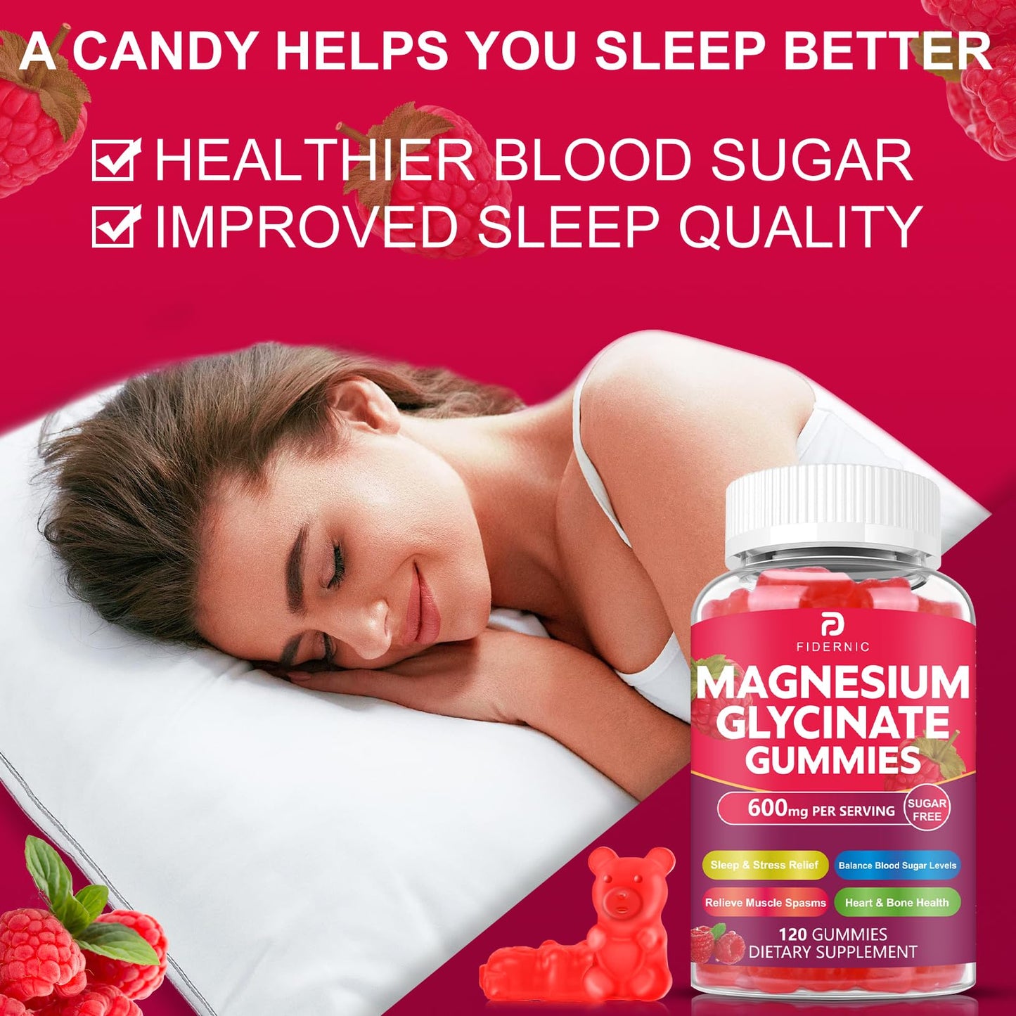 FIDERNIC Magnesium Glycinate Gummies 600 mg, 240 Gummies