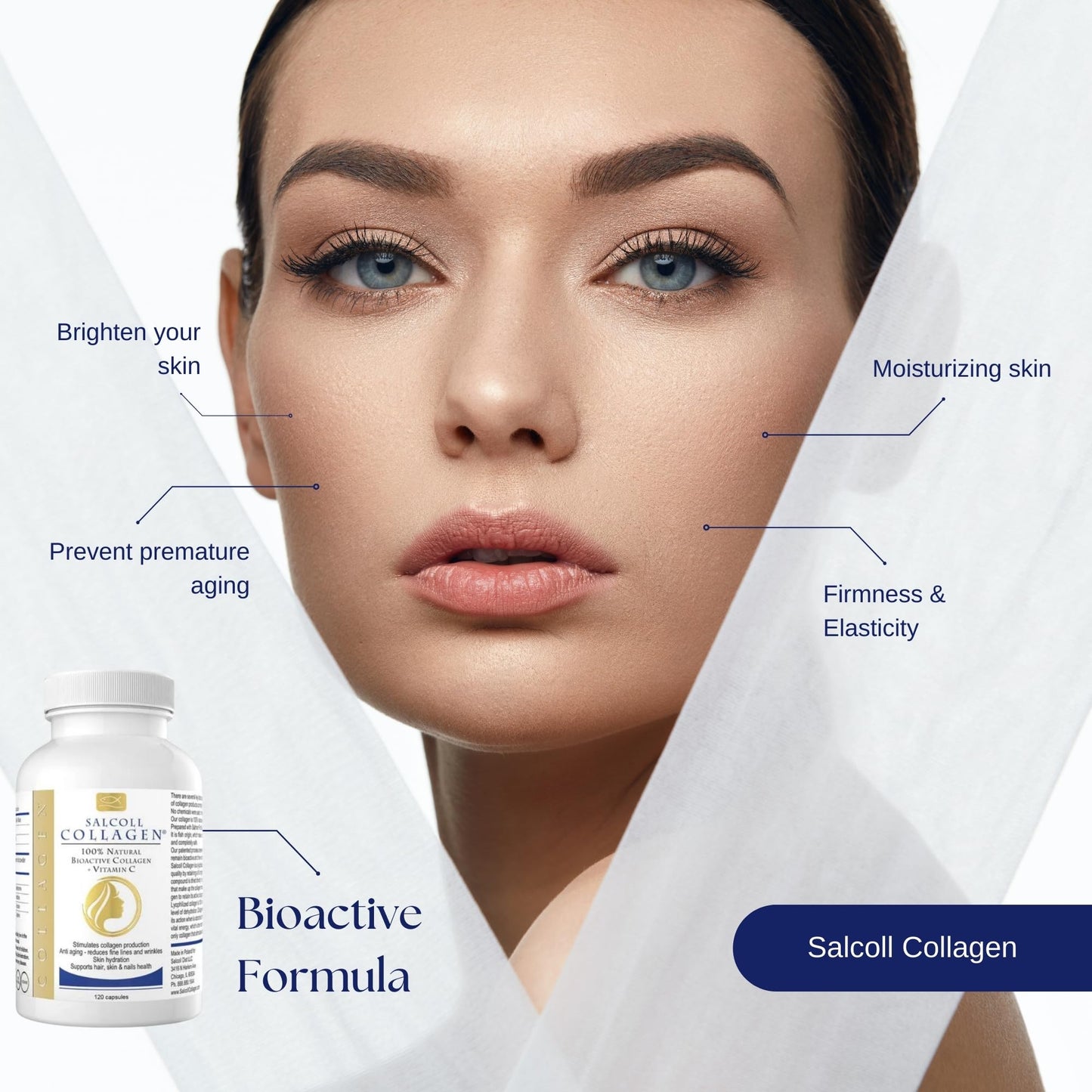 Salcoll Pure Marine Collagen Skin Capsules 120 Count