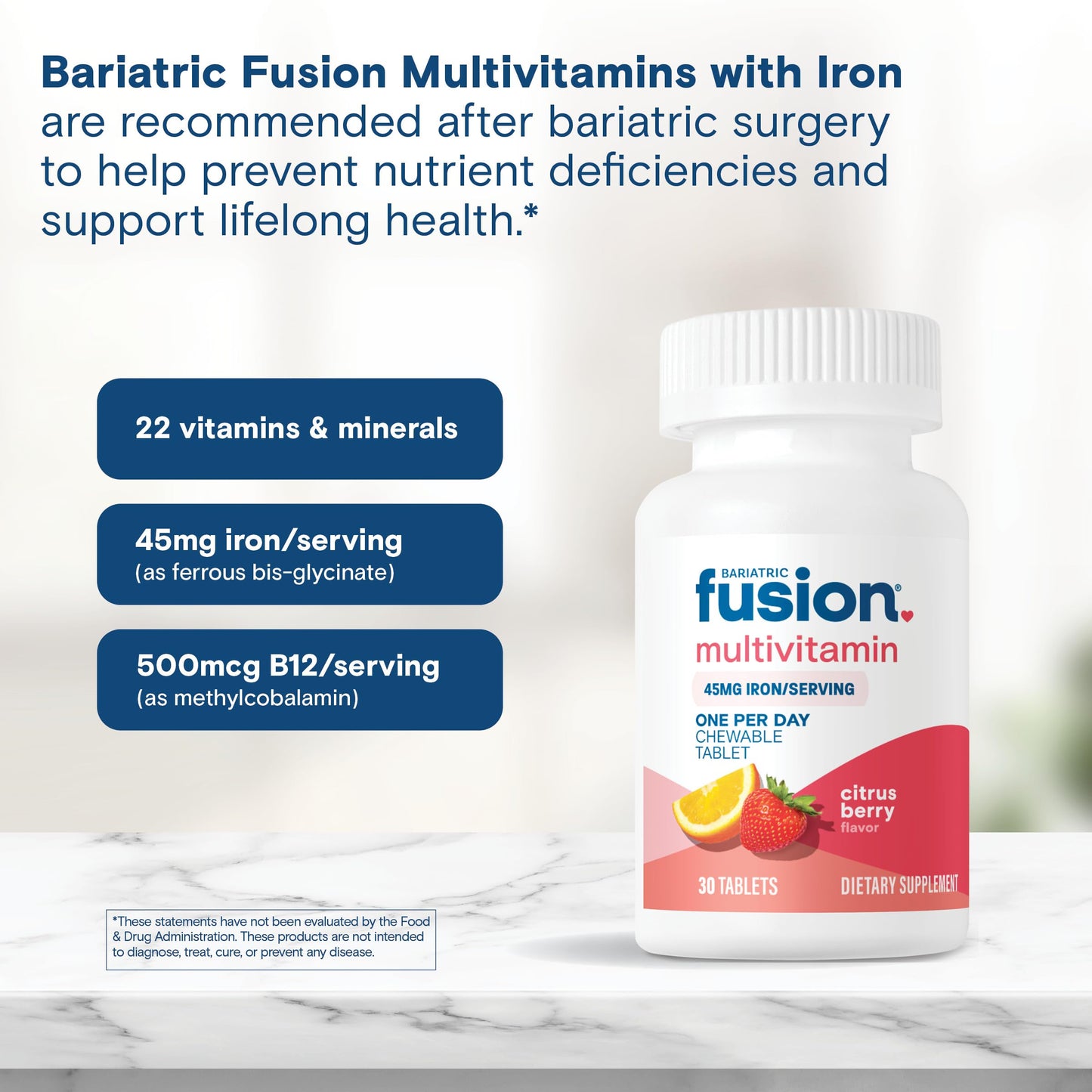 Bariatric Fusion One Per Day Bariatric Multivitamin with Iron Chewable, 30 Count