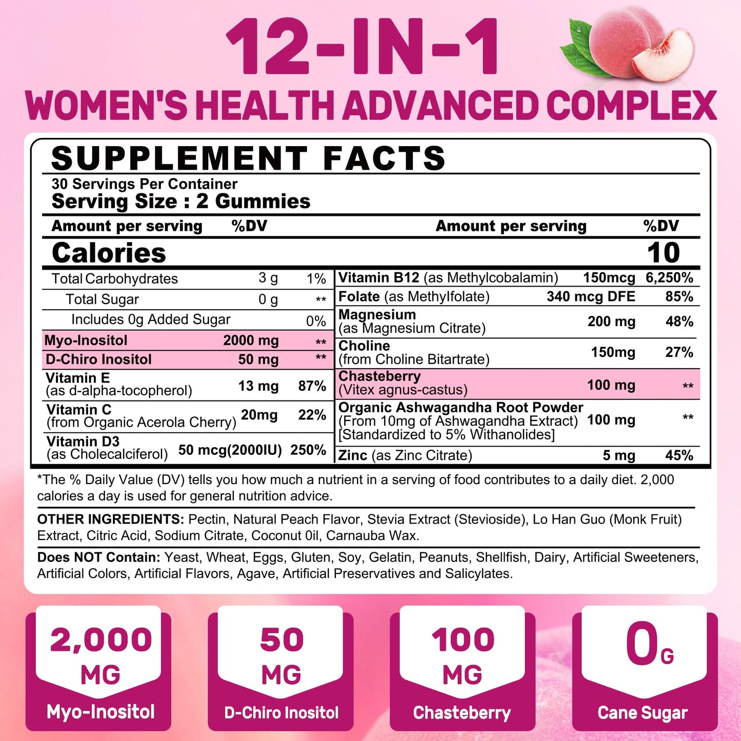 LILICARE Inositol Gummies 120 Count