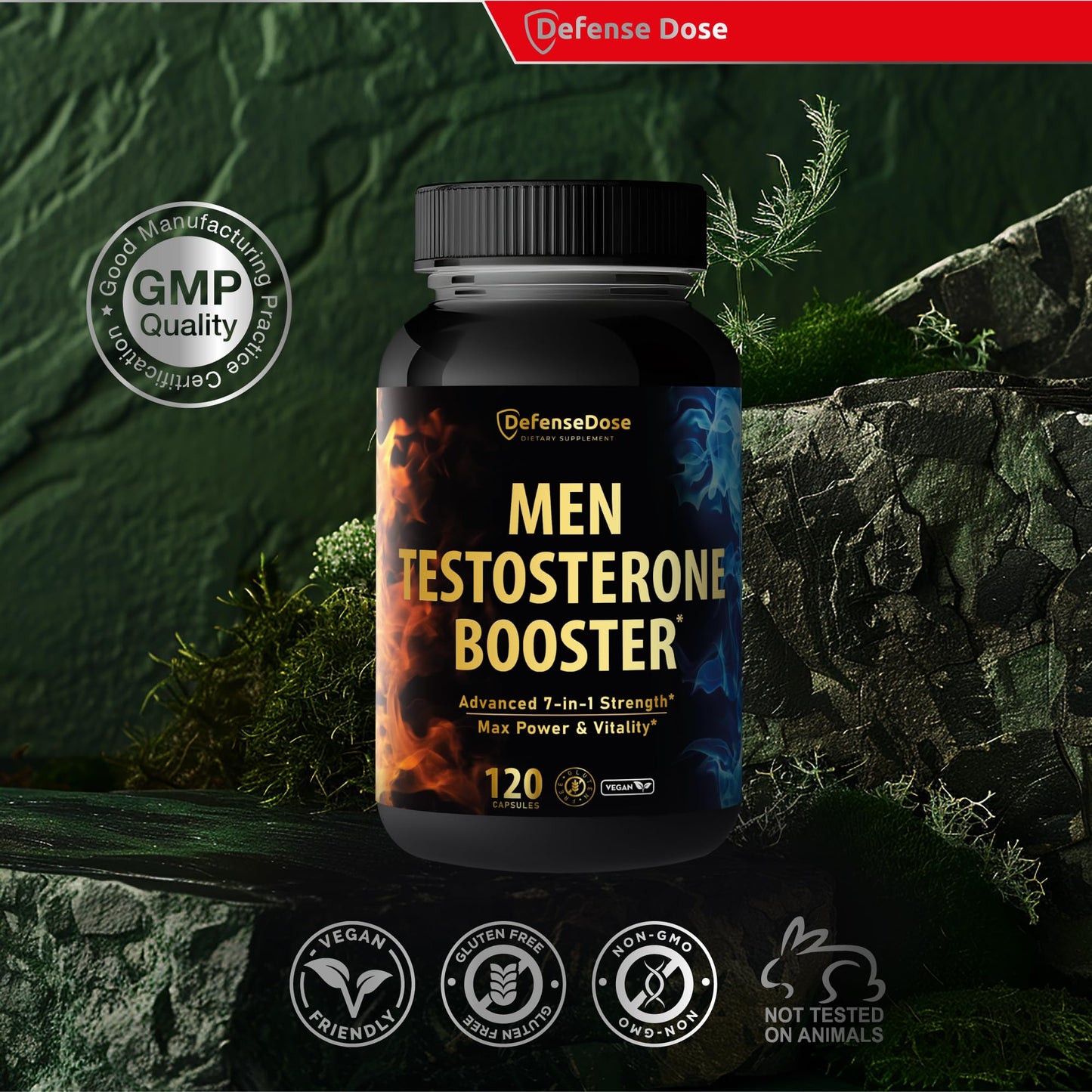 Defense Dose Testosterone Libido Booster Supplement for Men 120 Capsules