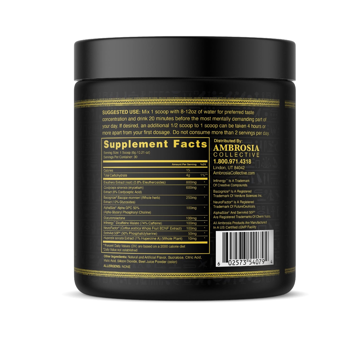 Ambrosia Mental Jewels Nootropic Brain Supplement Powder, 6.35 Ounce