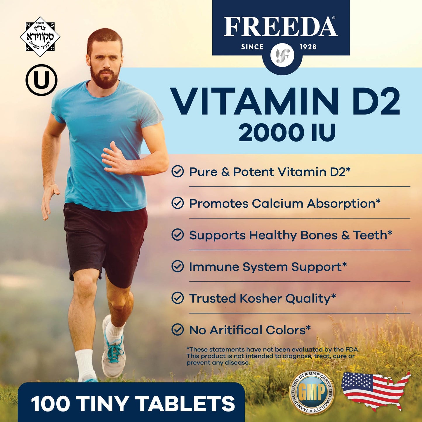 FREEDA Vitamin D2 2000 IU Tablet, 100 Count