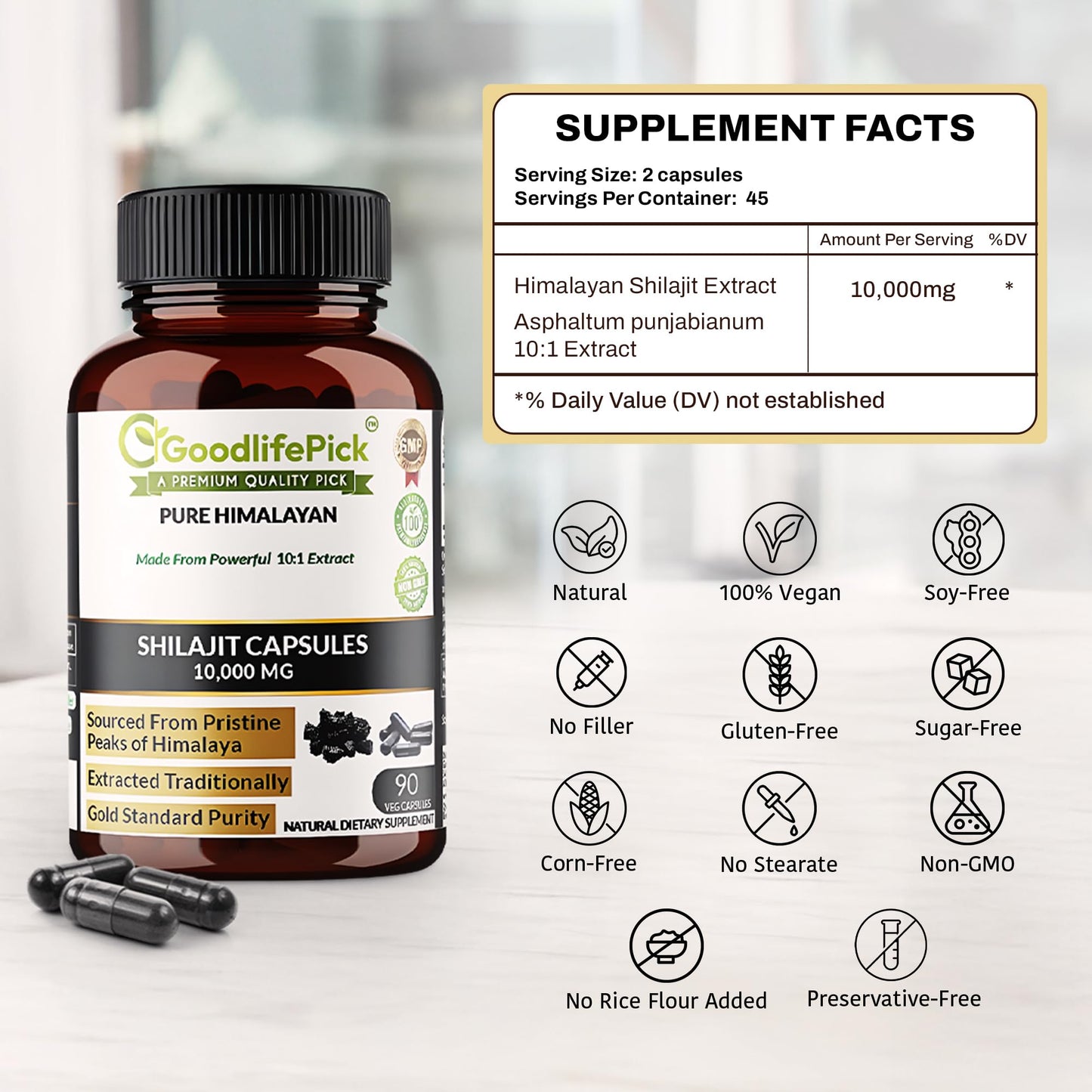 GoodlifePick Pure Himalayan Shilajit Capsule 90 Count