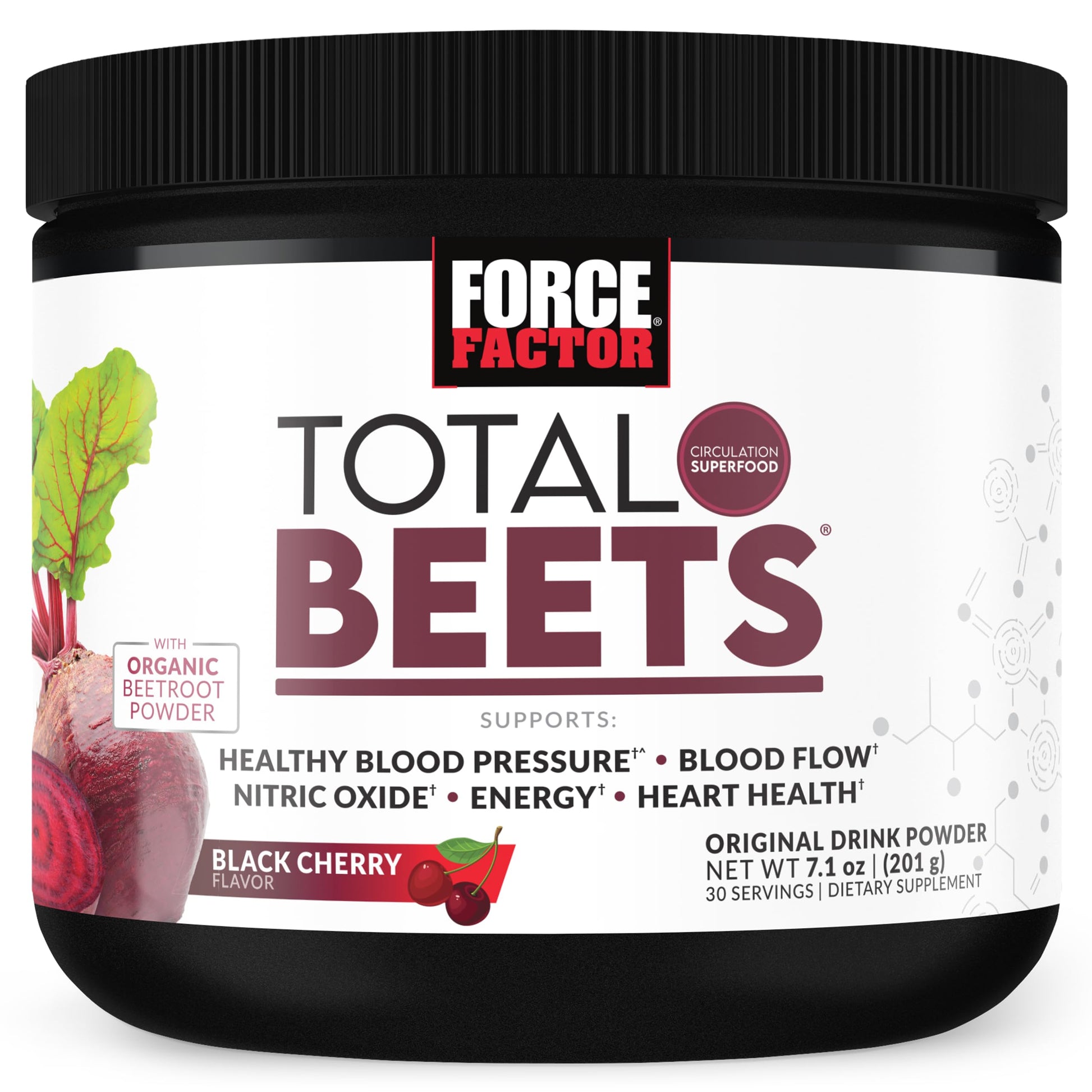 Force Factor Total Beets Delicious Superfood Powder with Nitrates, 7.1 Ounce