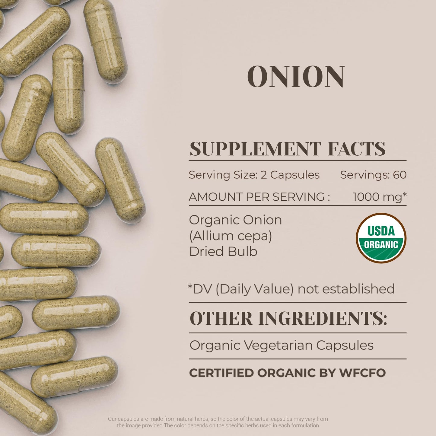 Garden Organics Onion USDA Organic Capsules 120 Count