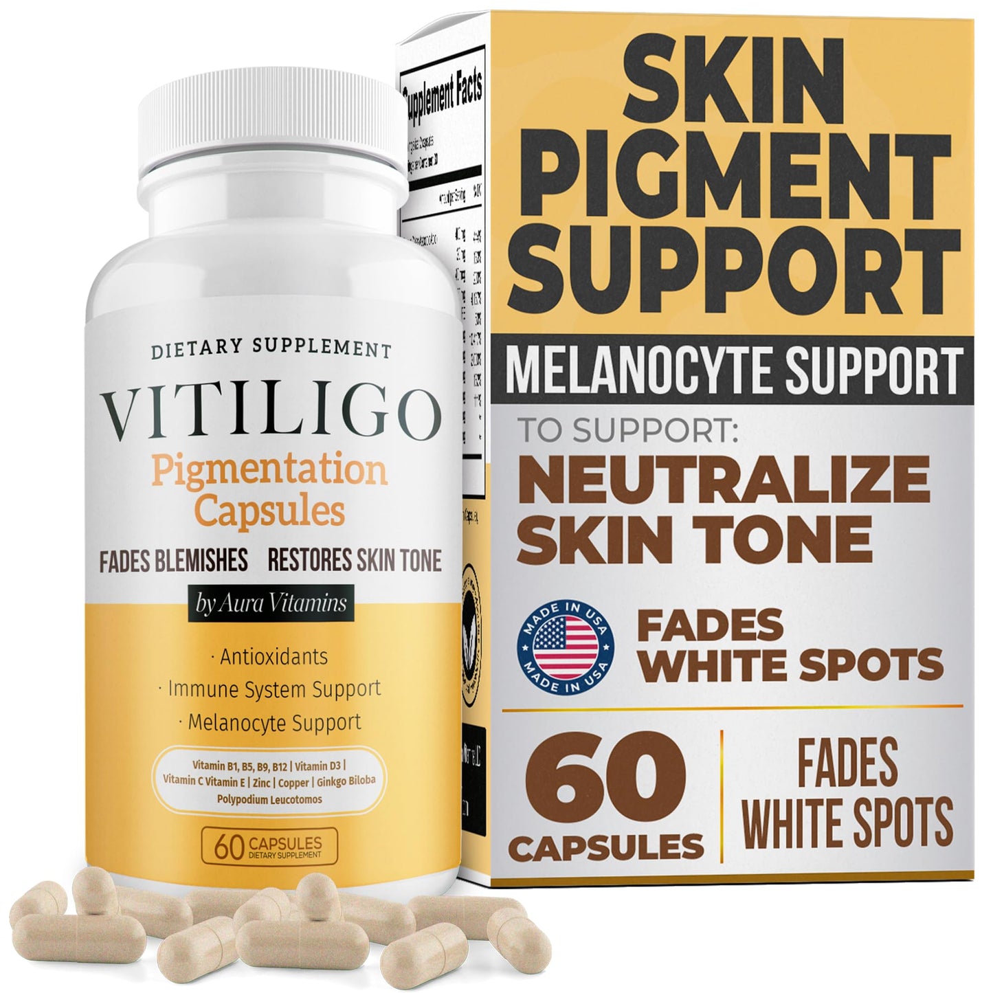 Aura Vitamins Dermawonder Vitiligo Capsules 60 Count