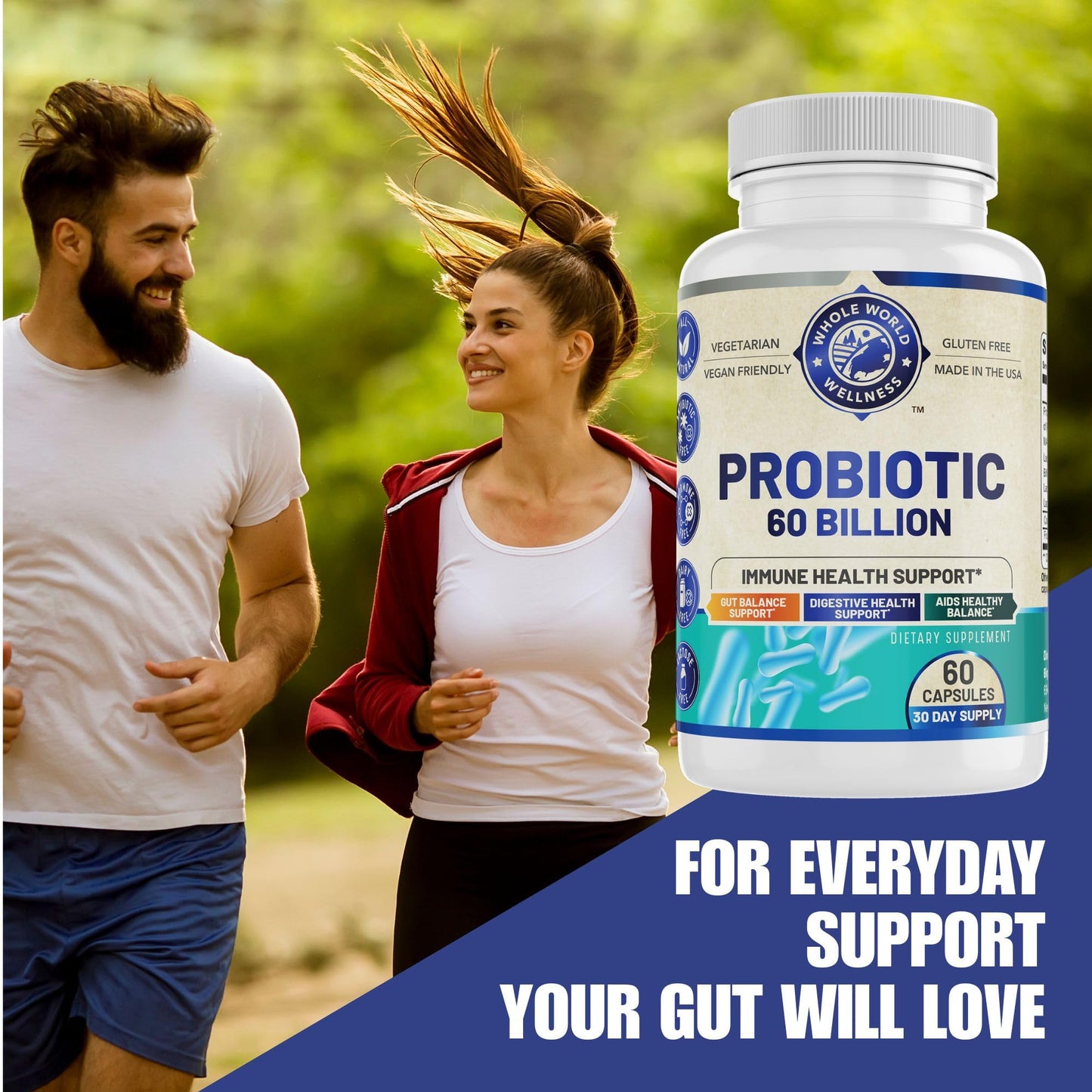 Whole World Wellness Probiotic 60 Billion CFU/g Capsule, 60 Capsules