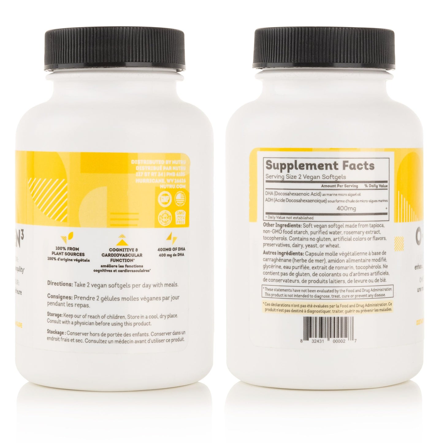 Nutru O-Mega-Zen3 Vegan Omega-3 DHA Supplement Softgels 120 Count