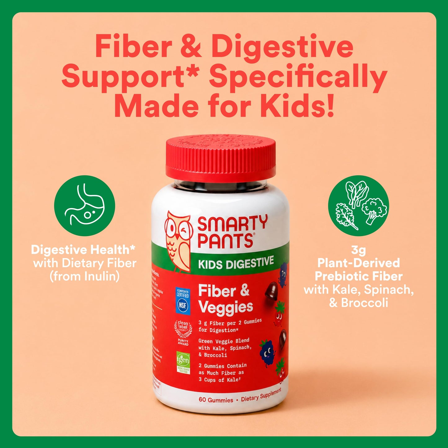 SmartyPants Kids Fiber & Veggies Gummies 1 Count