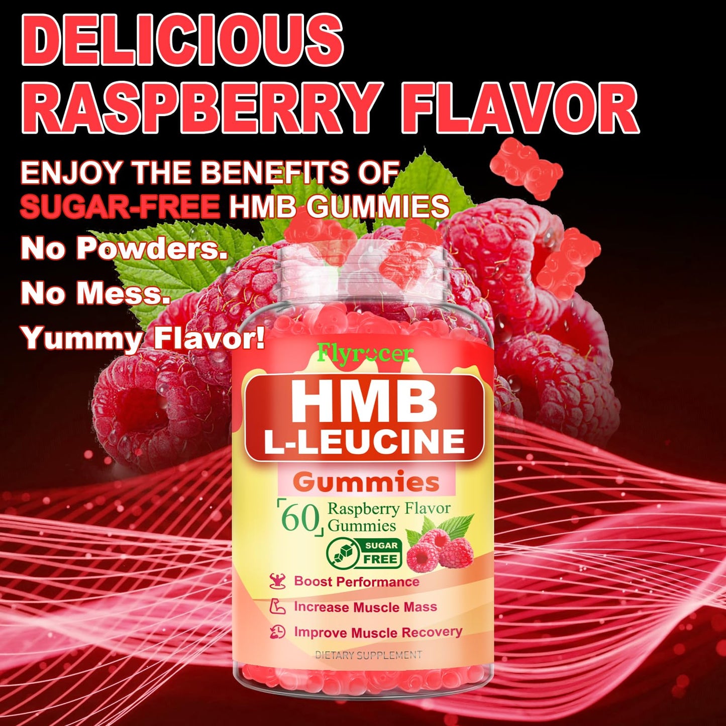 Flyrocer HMB and L-Leucine Gummies, 60 Count