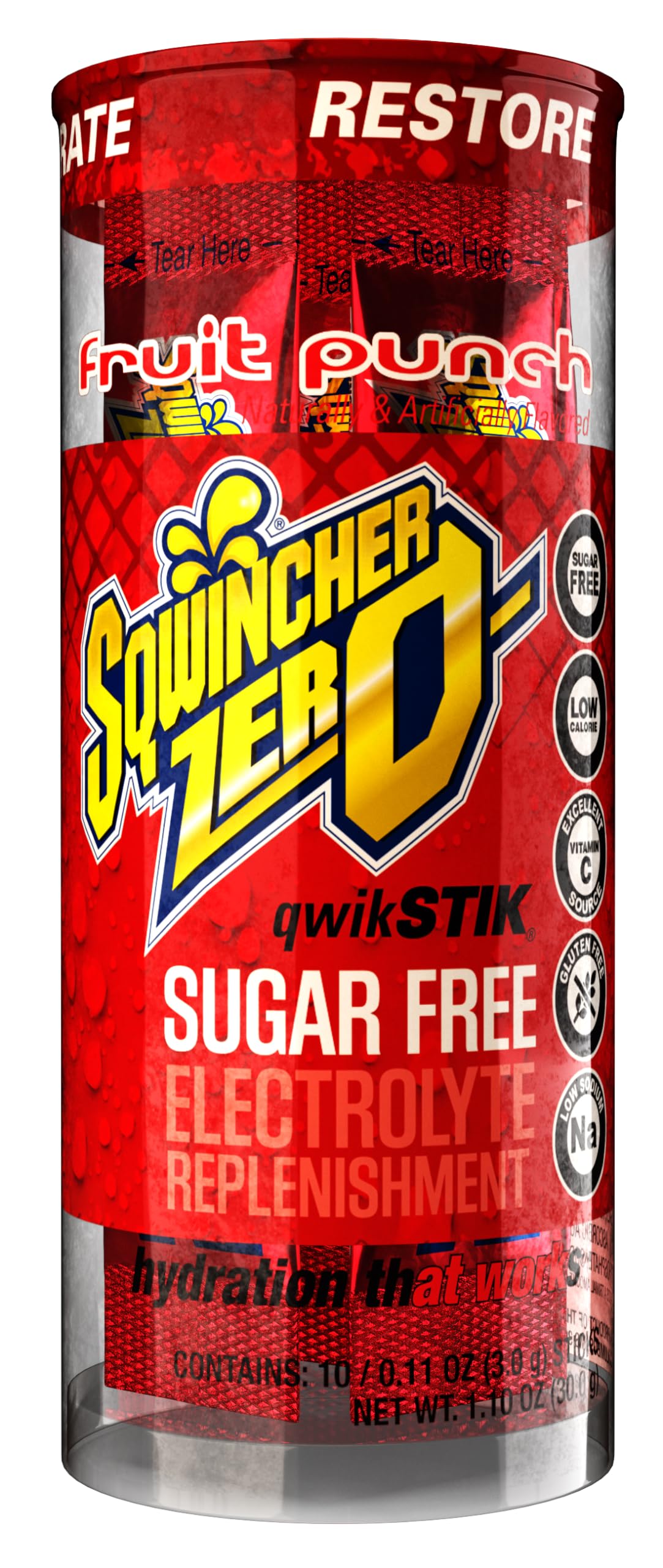 Sqwincher Zero Qwik Stik Sugar Free Powder 4 Flavor Variety Pack, 22 Count