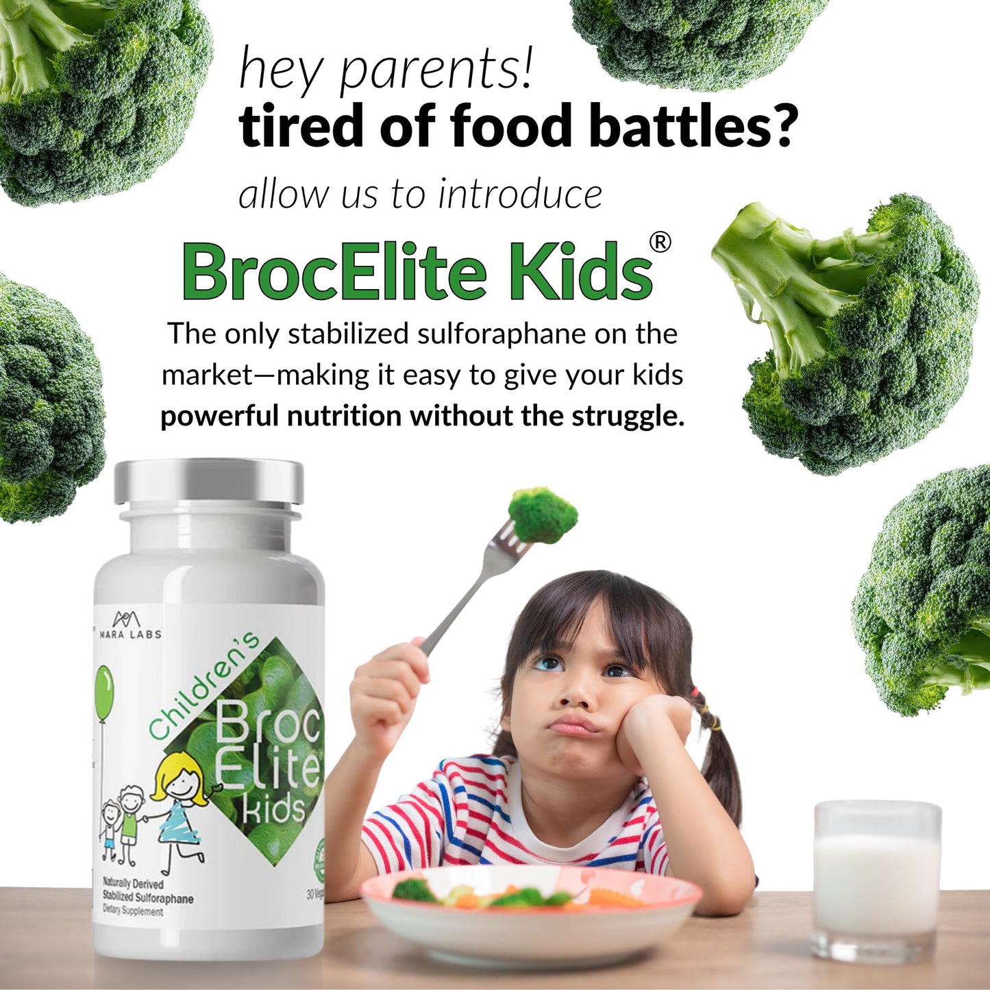 BrocElite Mara Labs Kids Broccoli Supplement with Naturally Stabilized Sulforaphane Extract, 30 Capsules