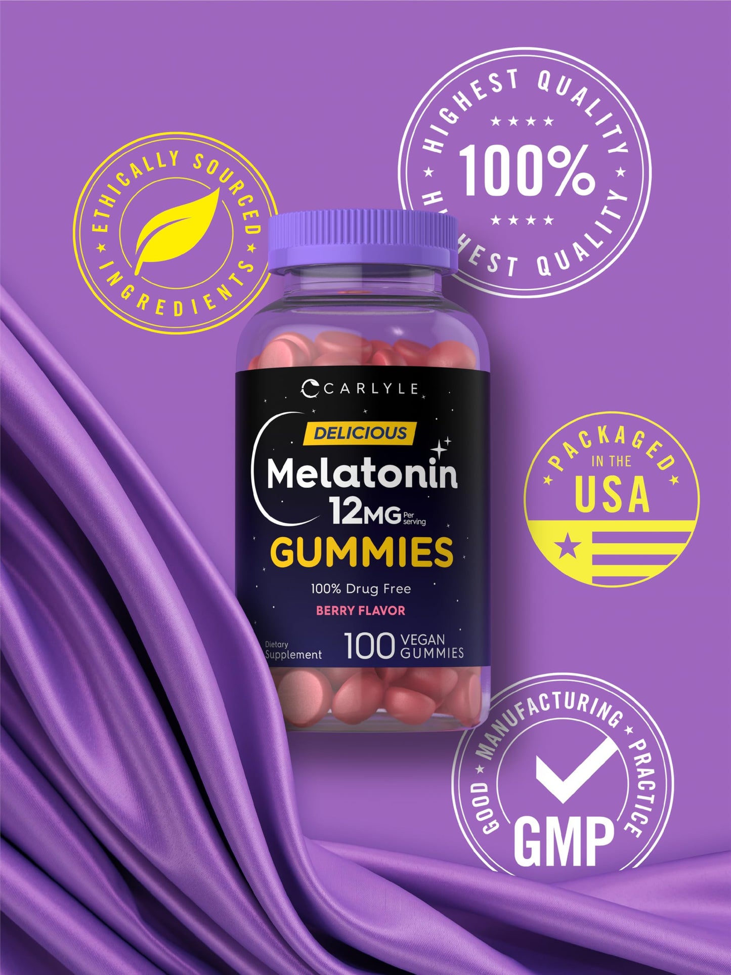 Carlyle Melatonin Gummy 12mg 100 Count