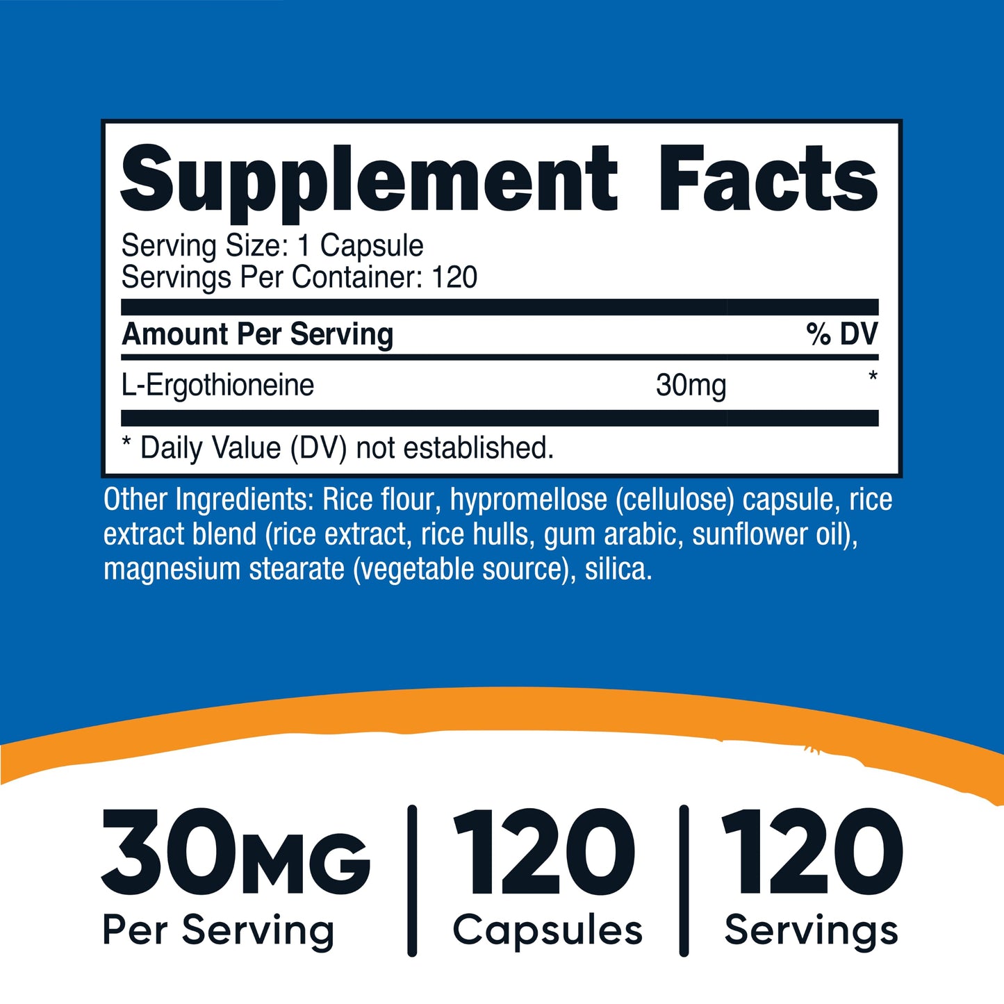 Nutricost L-Ergothioneine Supplement 30mg Capsules, 120 Count