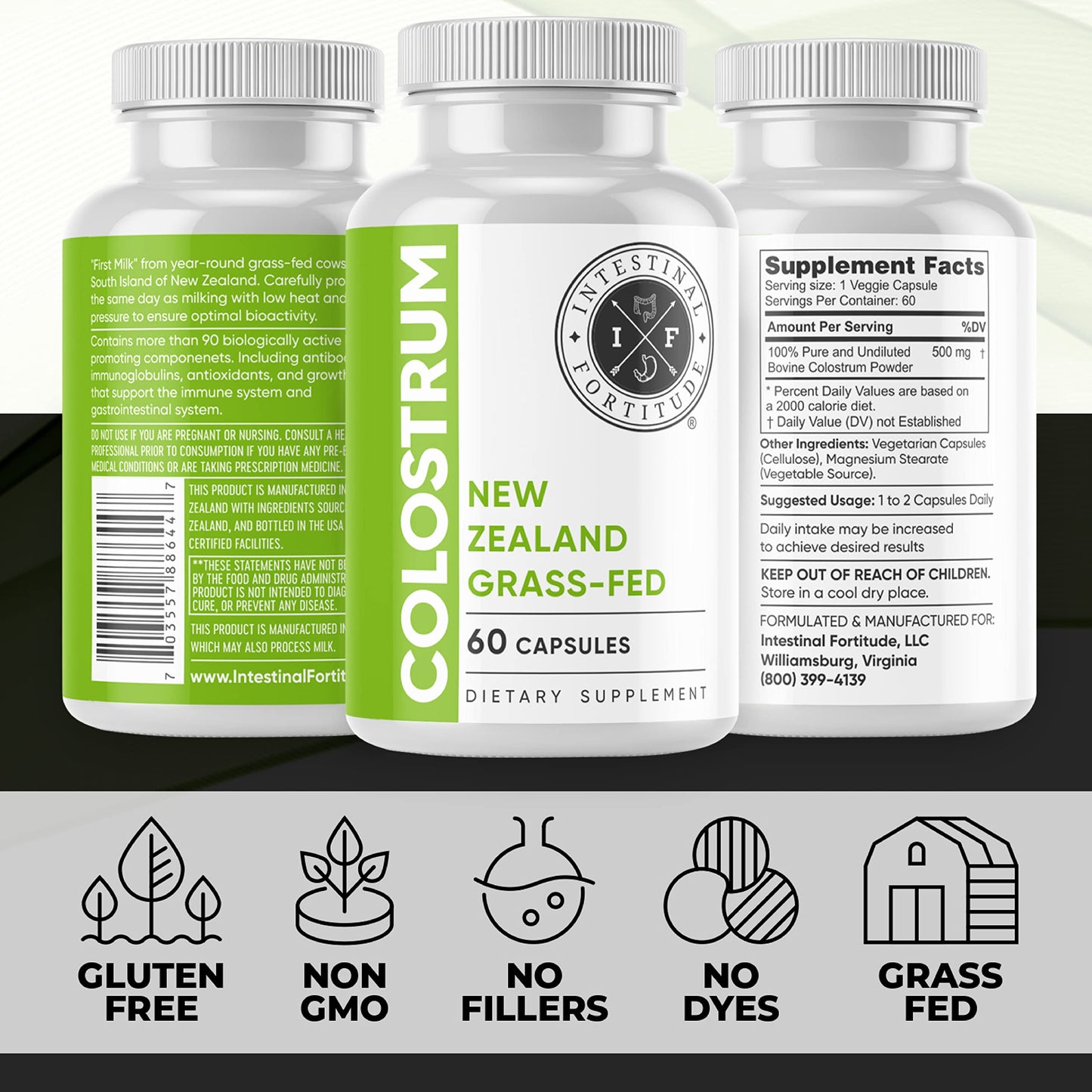 Intestinal Fortitude Colostrum Capsules 500 mg, 60 Count