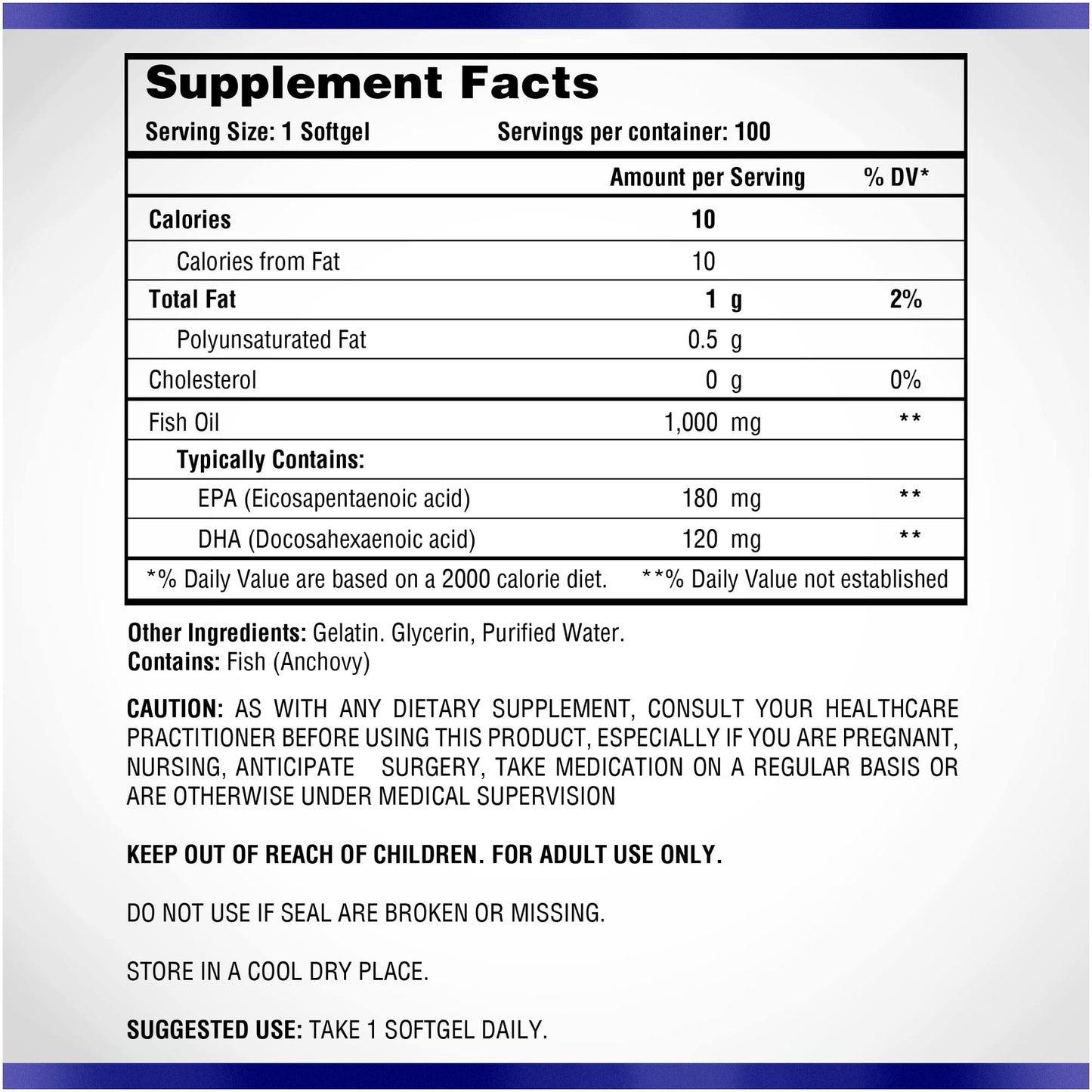 Natural Systems Naturasys Omega 3 1000mg Fish Oil Capsules, 100 Count