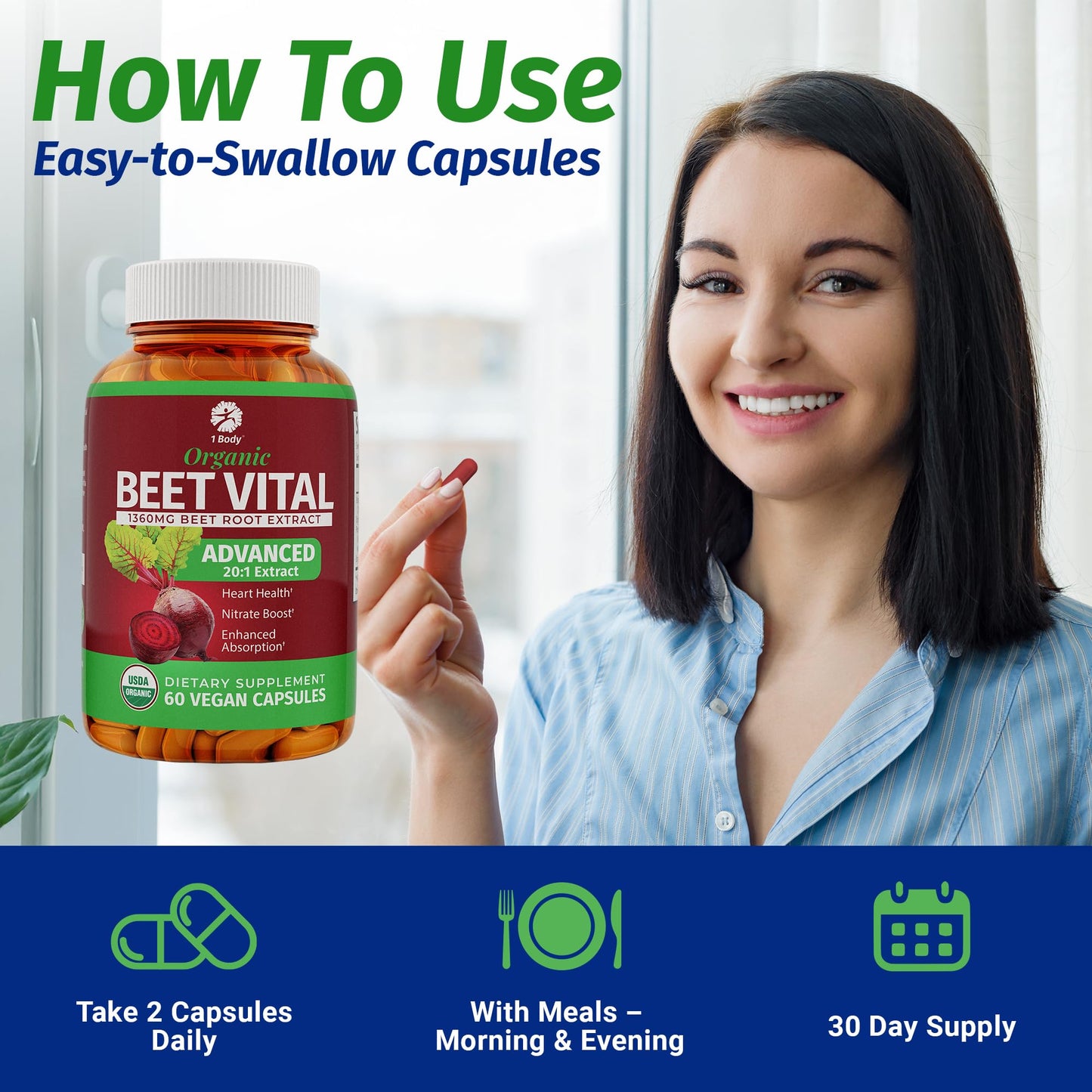 1 Body Beet Root Capsules 60 Capsules