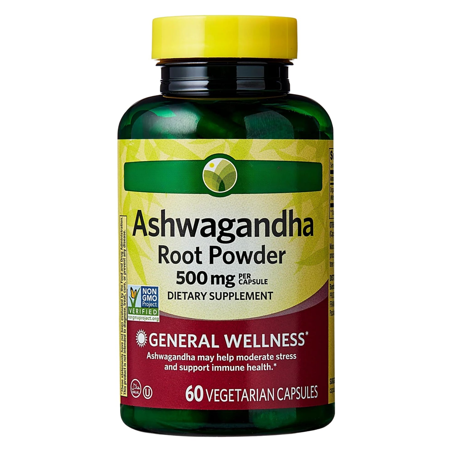 KP+ Ashwagandha Root Powder 500 mg Capsules, 60 Count