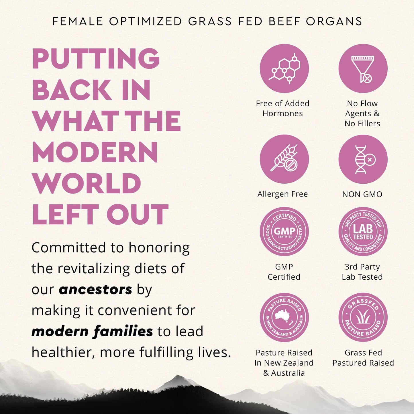Ancestral Supplements Primal Beef Organ Supplement for Women Capsule 180