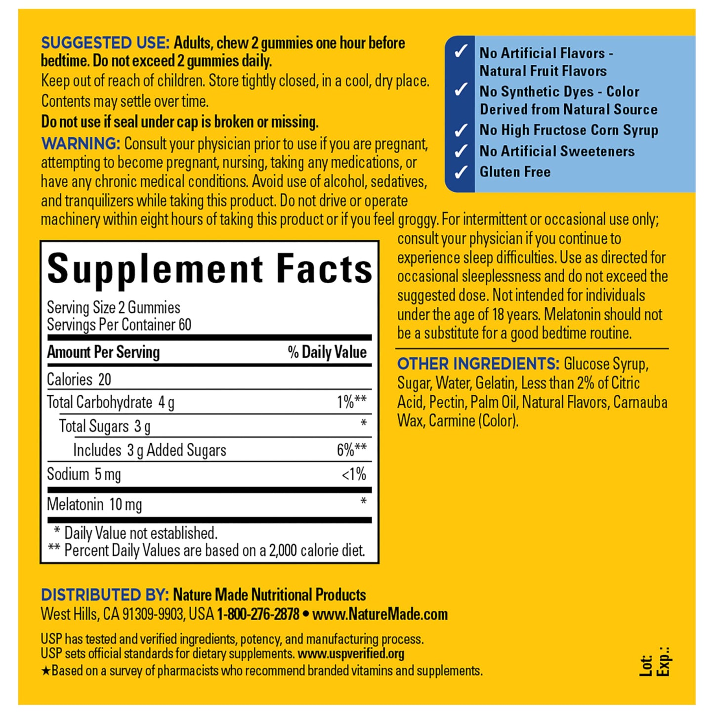 Nature Made Melatonin 10 mg per Serving Gummies, 120 Gummies