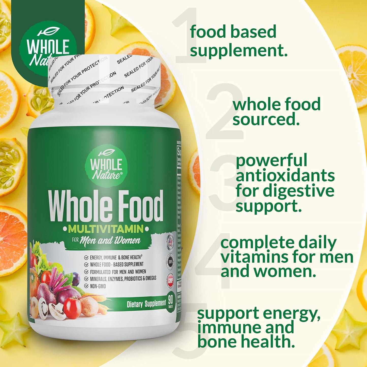 Whole Nature Whole Food Multivitamin for Men and Women 90 Tablets