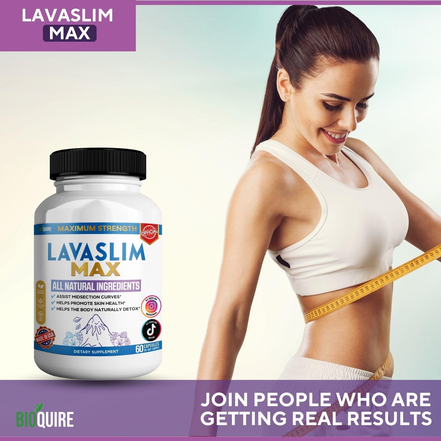 BIOQUIRE LavaSlim Max Natural Dietary Supplement Maximum Strength 60 Capsules