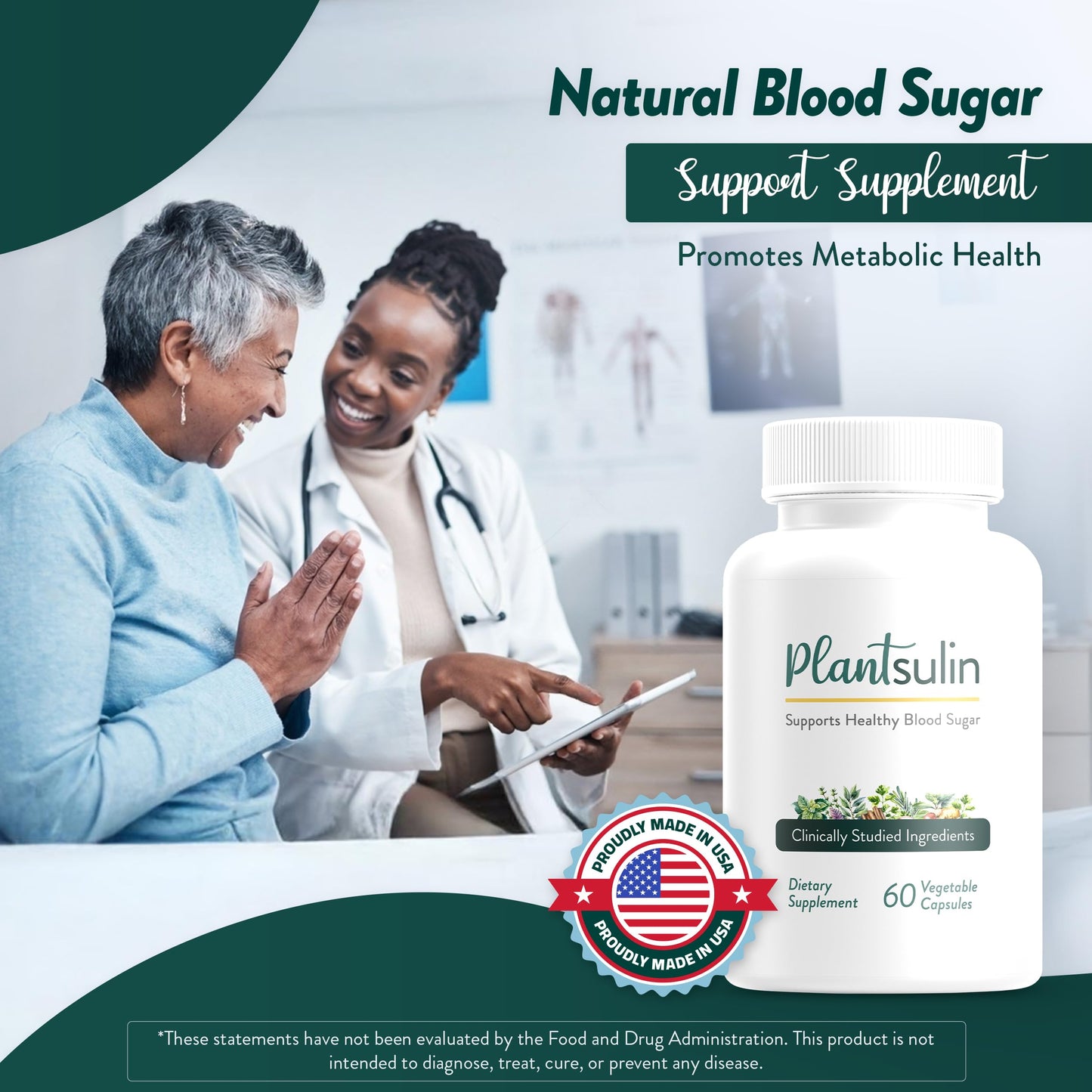 Plantsulin Blood Sugar Support - 11 Plant Extracts Capsules, 180 Count