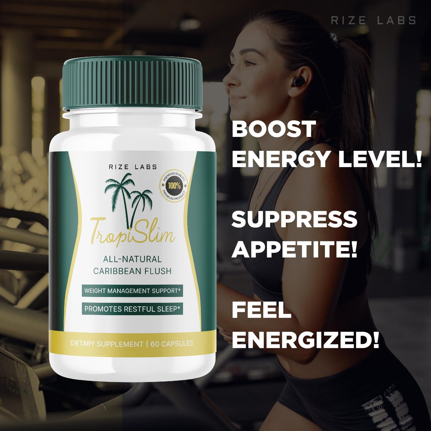 rize labs Tropislim All Natural Caribbean Flush Weight Loss Supplement Slimming Capsules for Women, 60 Capsules