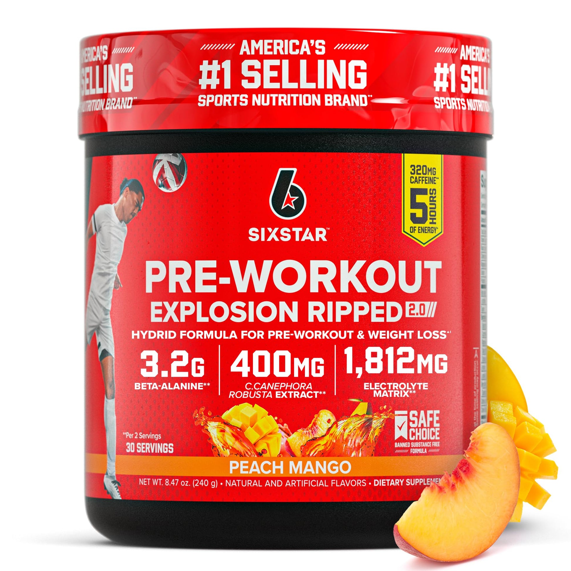 Six Star Pre-Workout Explosion for Men & Women Powder 8.47 Ounce
