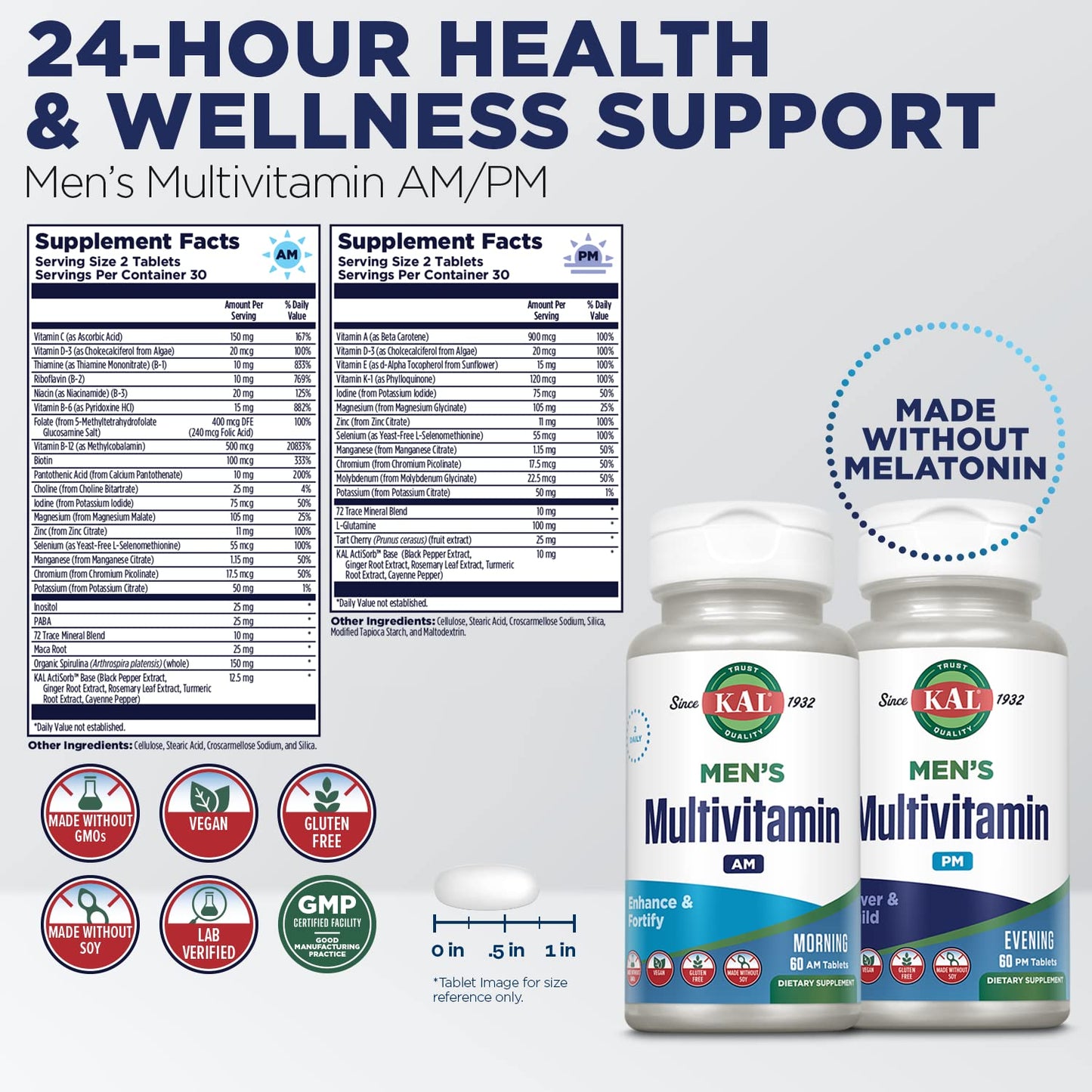 KAL Men's Multivitamin AM/PM 120 Tablets