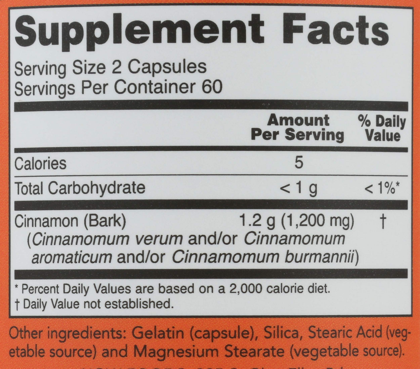NOW Foods SPO Cinnamon Bark Capsules, 120 Count