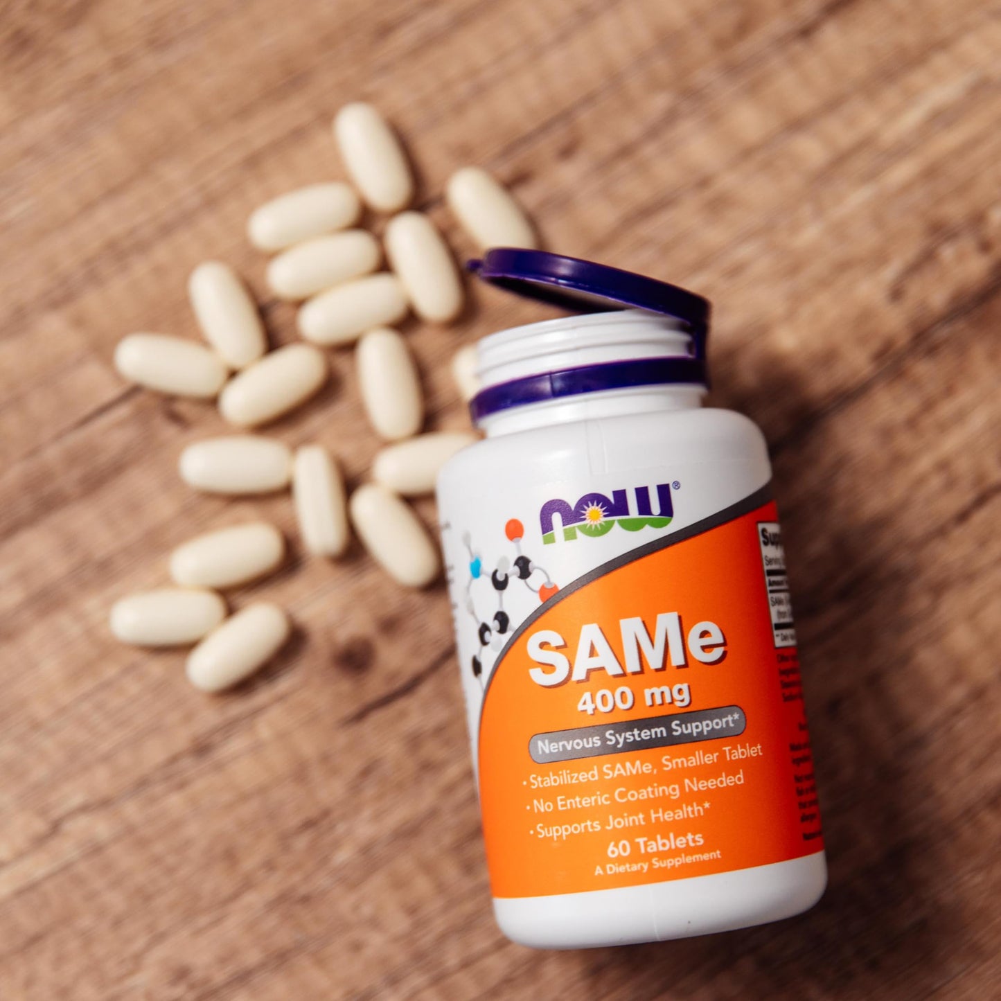 NOW Foods SAMe (S-Adenosyl-L-Methionine) 400 mg Nervous System Support, 60 Tablets