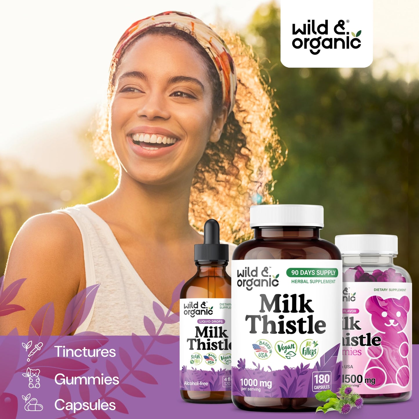 Wild & Organic Milk Thistle 1000mg Capsules, 180 Count