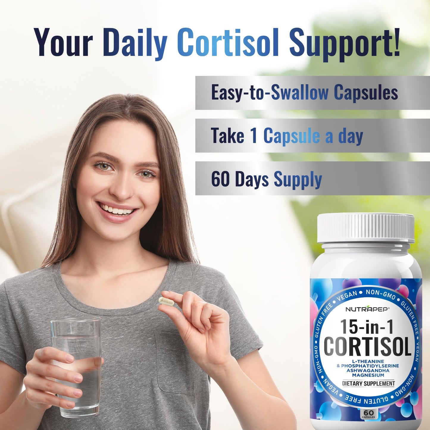NutraPep Cortisol Detox Supplement Capsule 60 Count