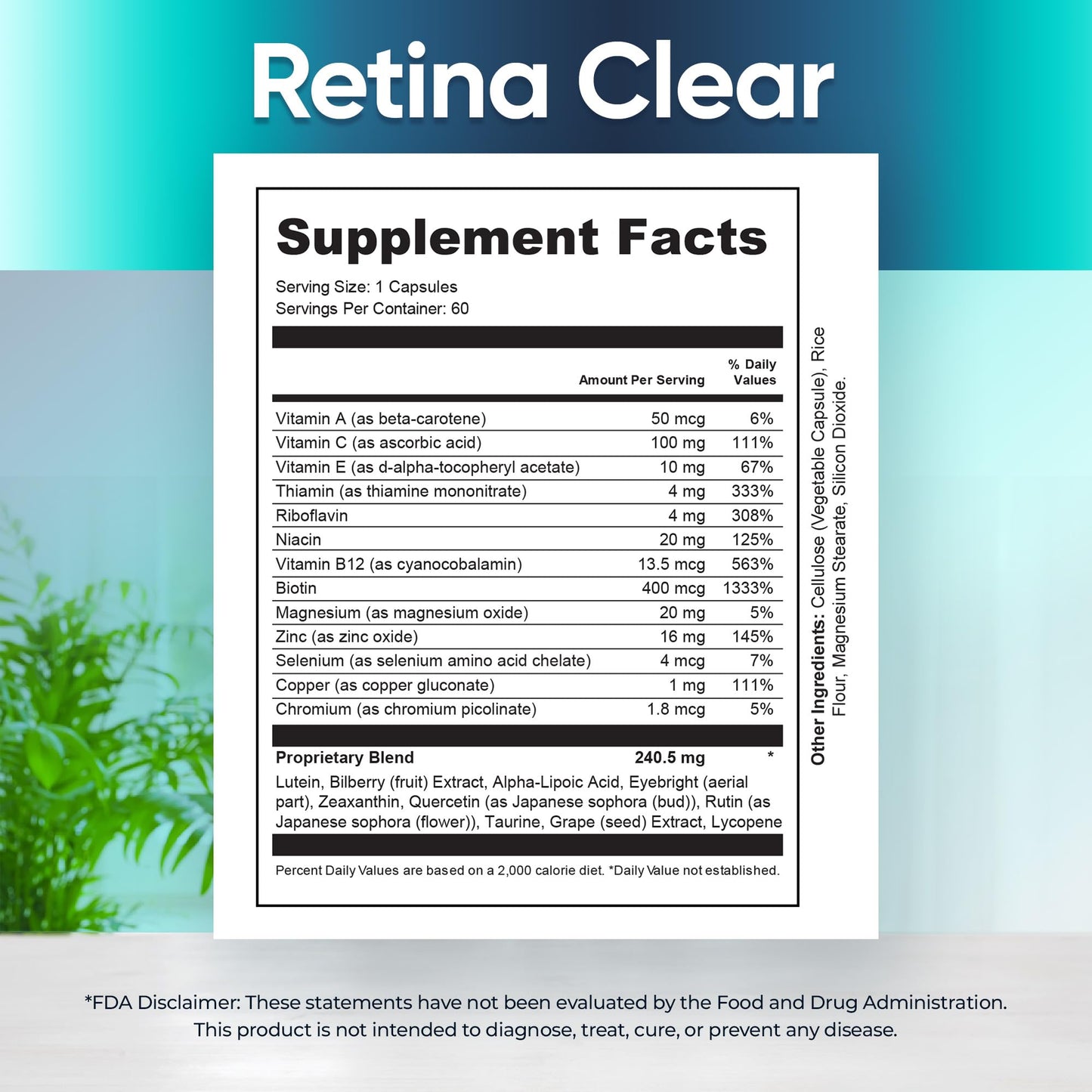 Retina Clear Vision Support Supplement 180 Capsules
