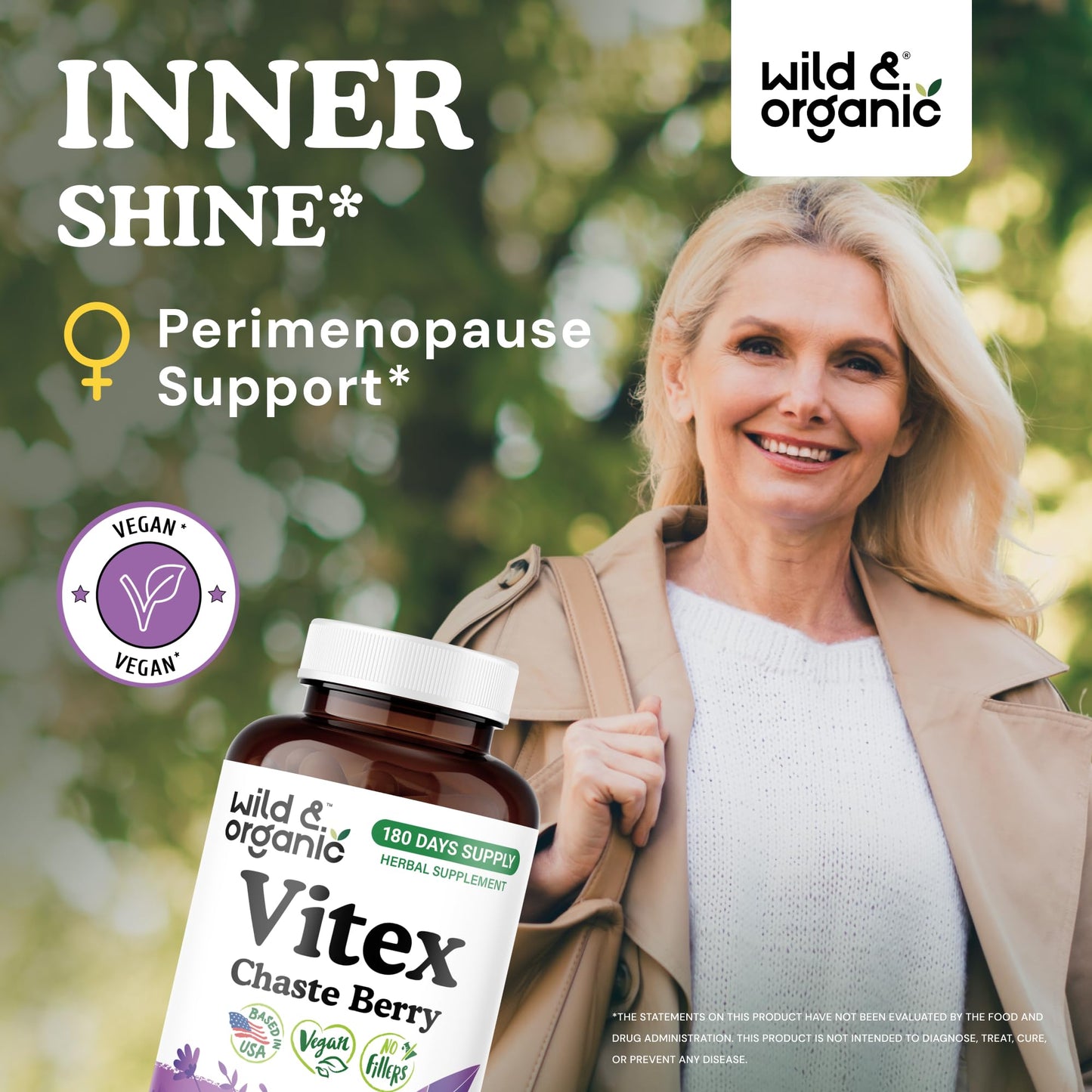 Wild & Organic Vitex Chasteberry Capsules 500 mg, 180 Count