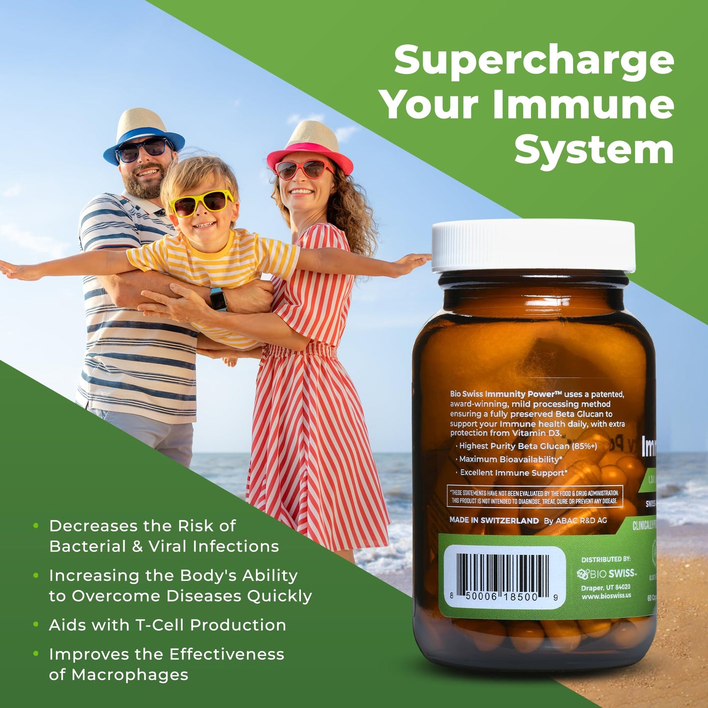 Bio Schwiiz Beta Glucan Immunity Power 1,3D-1,6D Glucan with Vitamin D Capsules 120 Capsules