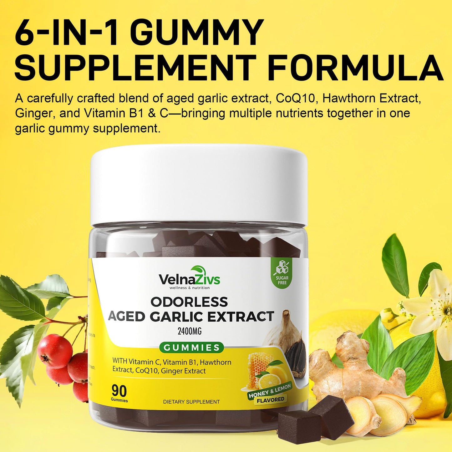 Velna zivs Aged Garlic Extract Gummies 90 Count