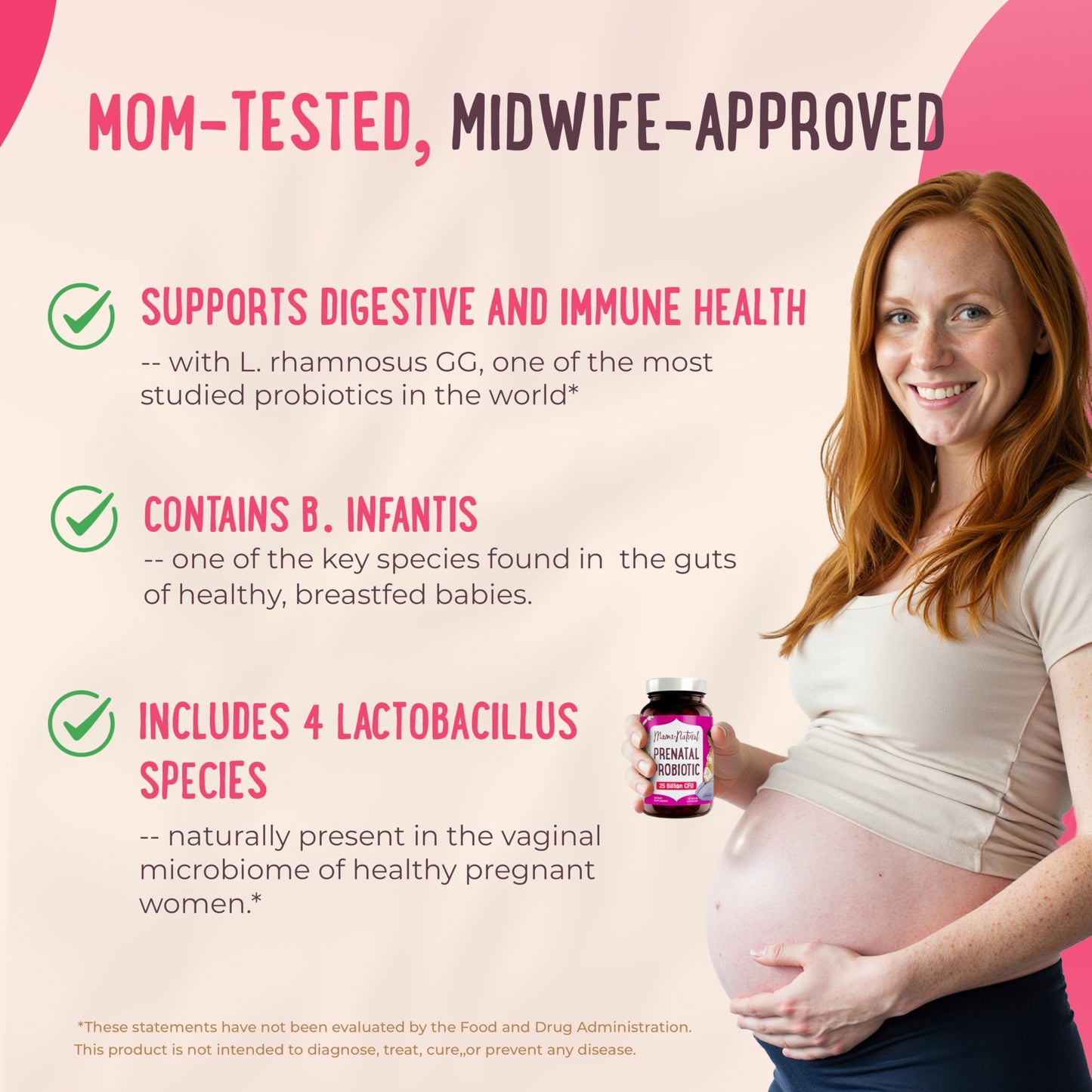 Mama Natural Prenatal Probiotics for Women – Gut & Immune Support for Pregnancy, Breastfeeding & Postpartum Capsule, 1 Count